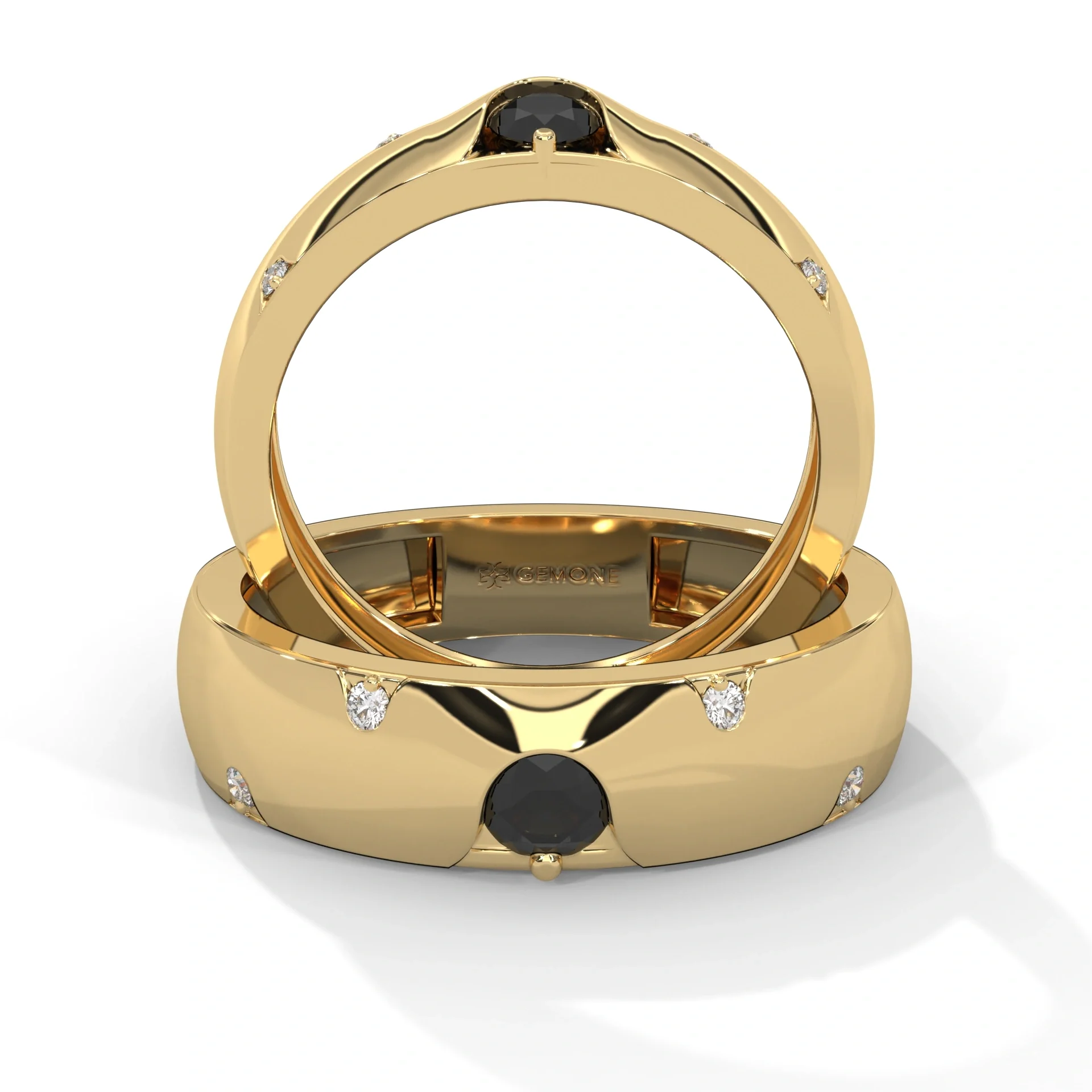 Bague de mariage en diamants noirs et blancs de 0,29 carat par Gemone Diamond — Bijoux de mariage