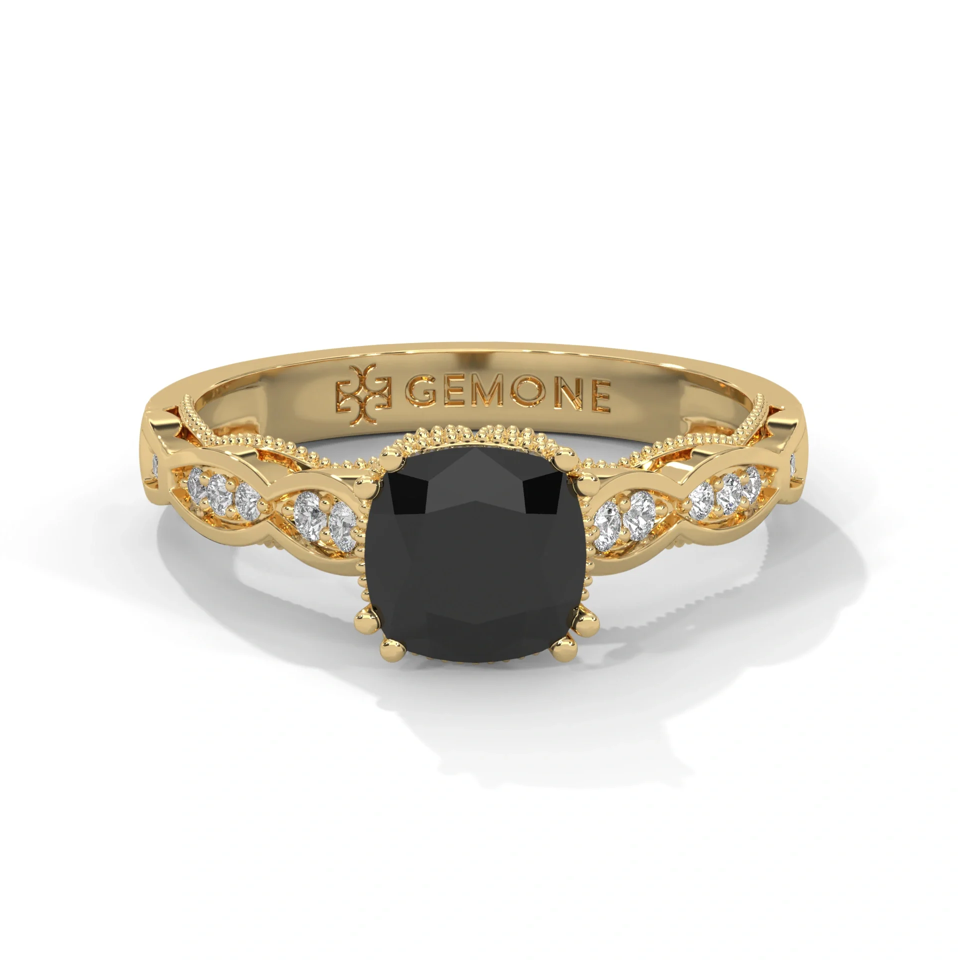 Bague de fiançailles en diamant noir taille coussin de 1,91 Ct par Gemone Diamond — Bagues de fiançailles