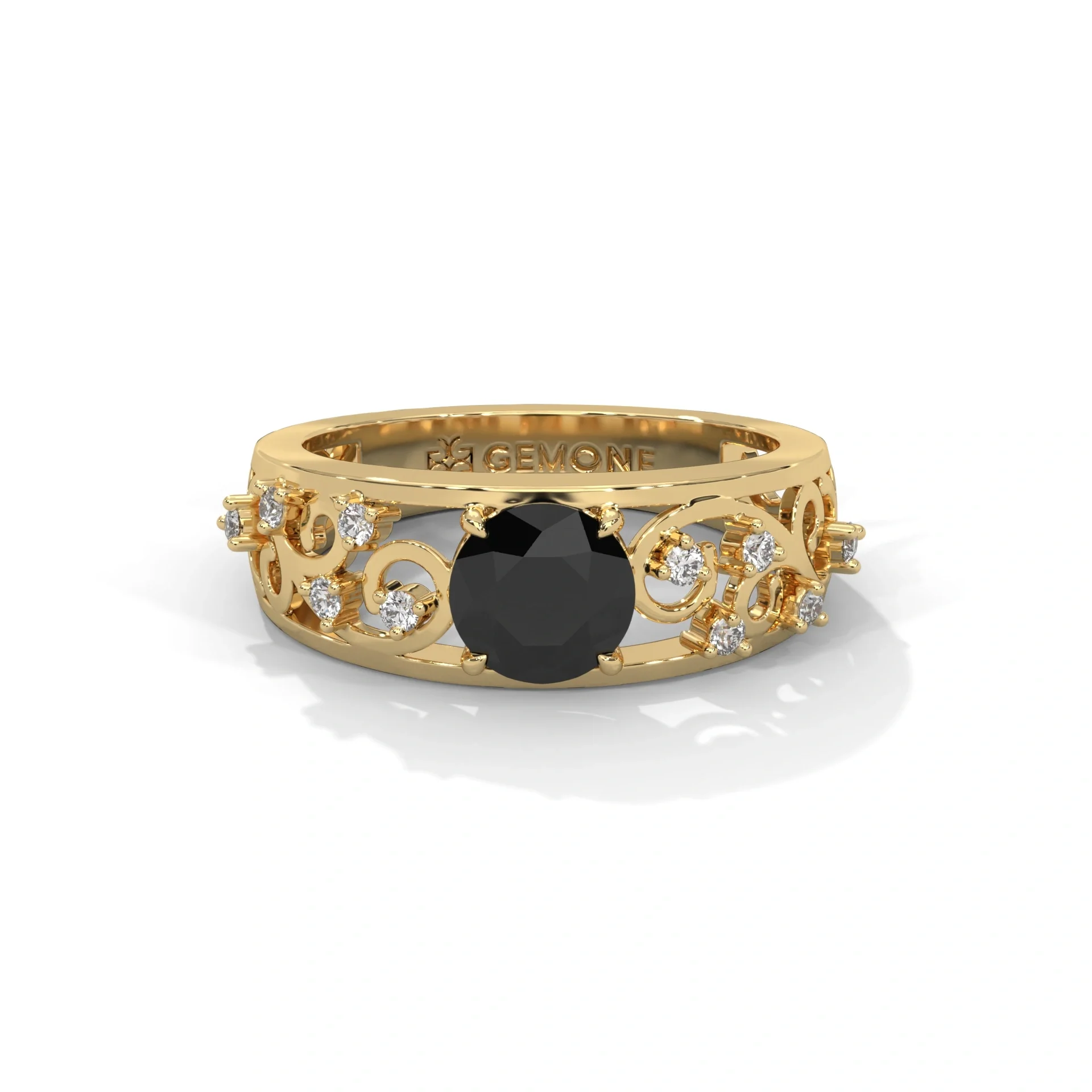 1.50 Ct Vintage Black Diamond Engagement Ring by Gemone Diamond