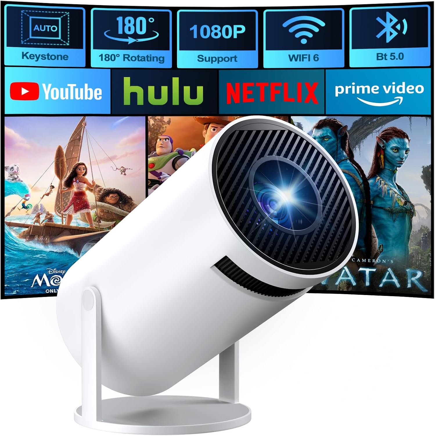Projecteur Mini 1080P – Portable WiFi Bluetooth — Projecteur portatif