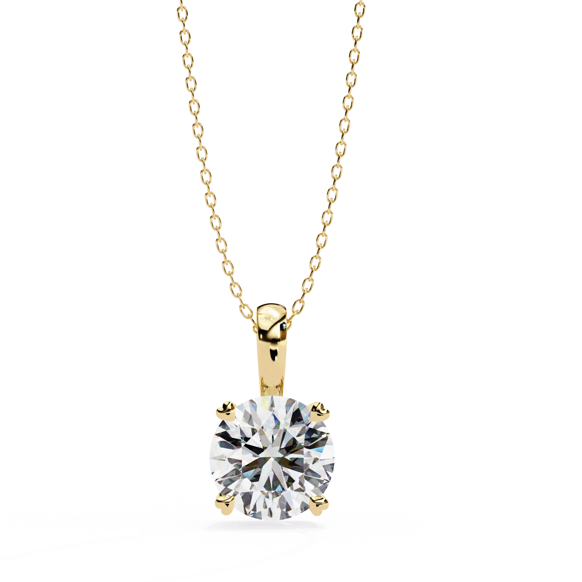 Pendentif solitaire diamant rond taille brillant 1.67 en or jaune - Or jaune 10 carats / Diamant de laboratoire — Collier pendentif