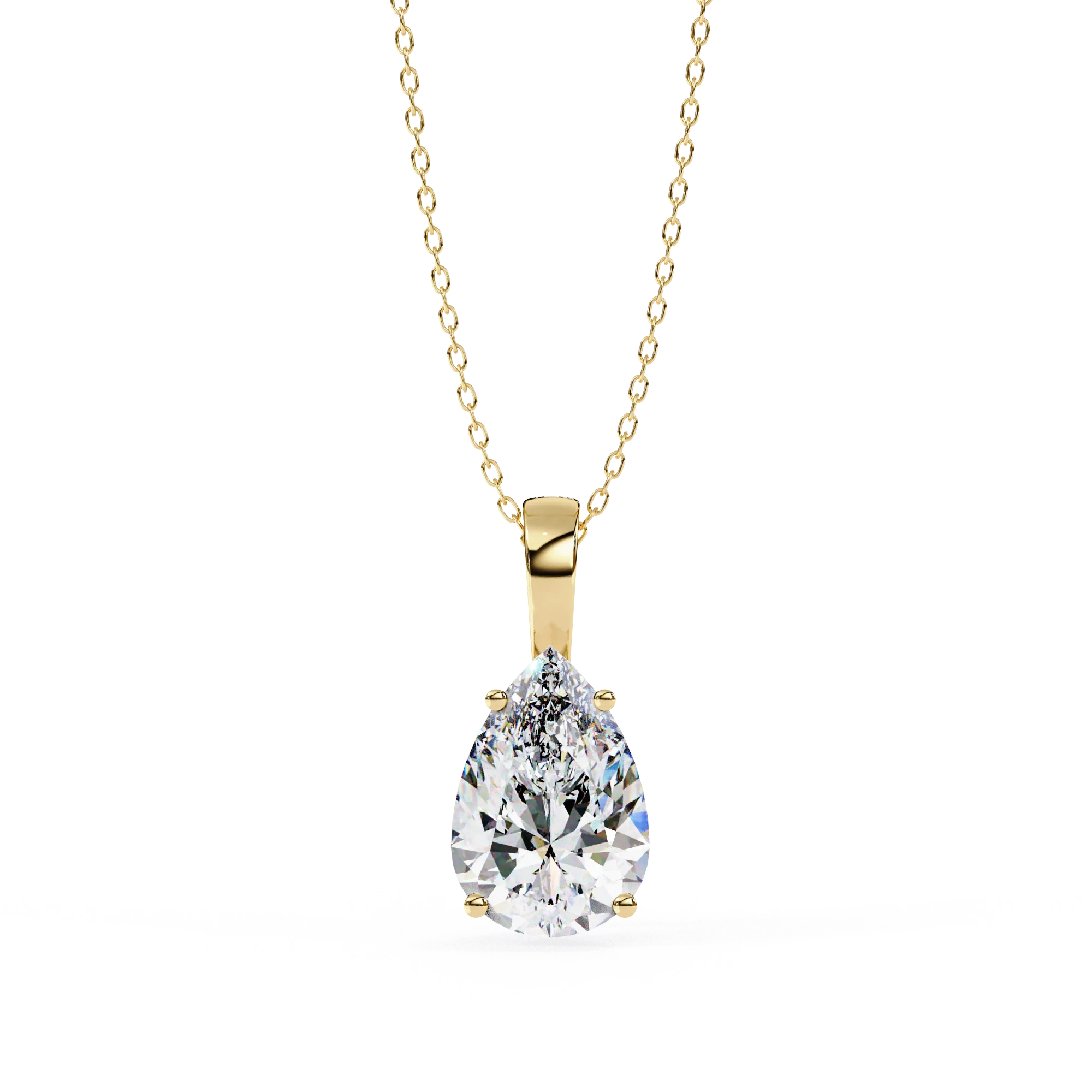 Pendentif solitaire diamant en forme de poire de 2,61 ct en or jaune - Or jaune 10 carats / Diamant de laboratoire