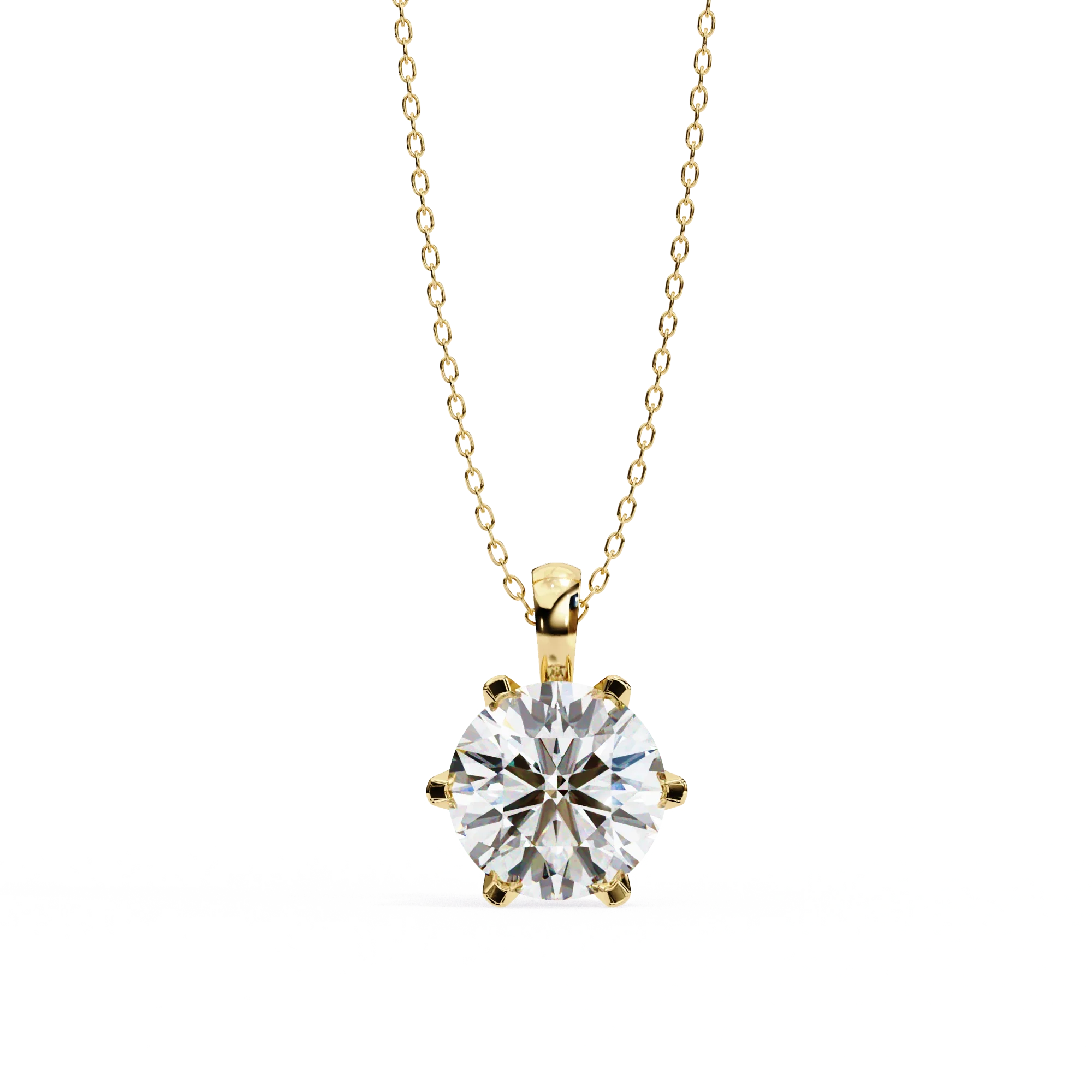 Pendentif panier couronne de diamants de laboratoire rond 2,43 ct en or jaune - Or jaune 10 carats