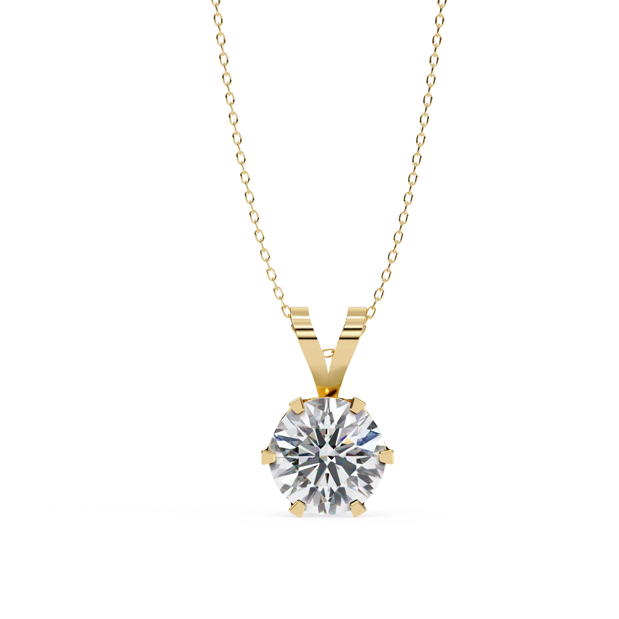 Pendentif solitaire diamant rond de laboratoire de 2,43 ct en or jaune - Or jaune 10 carats / Diamant de laboratoire