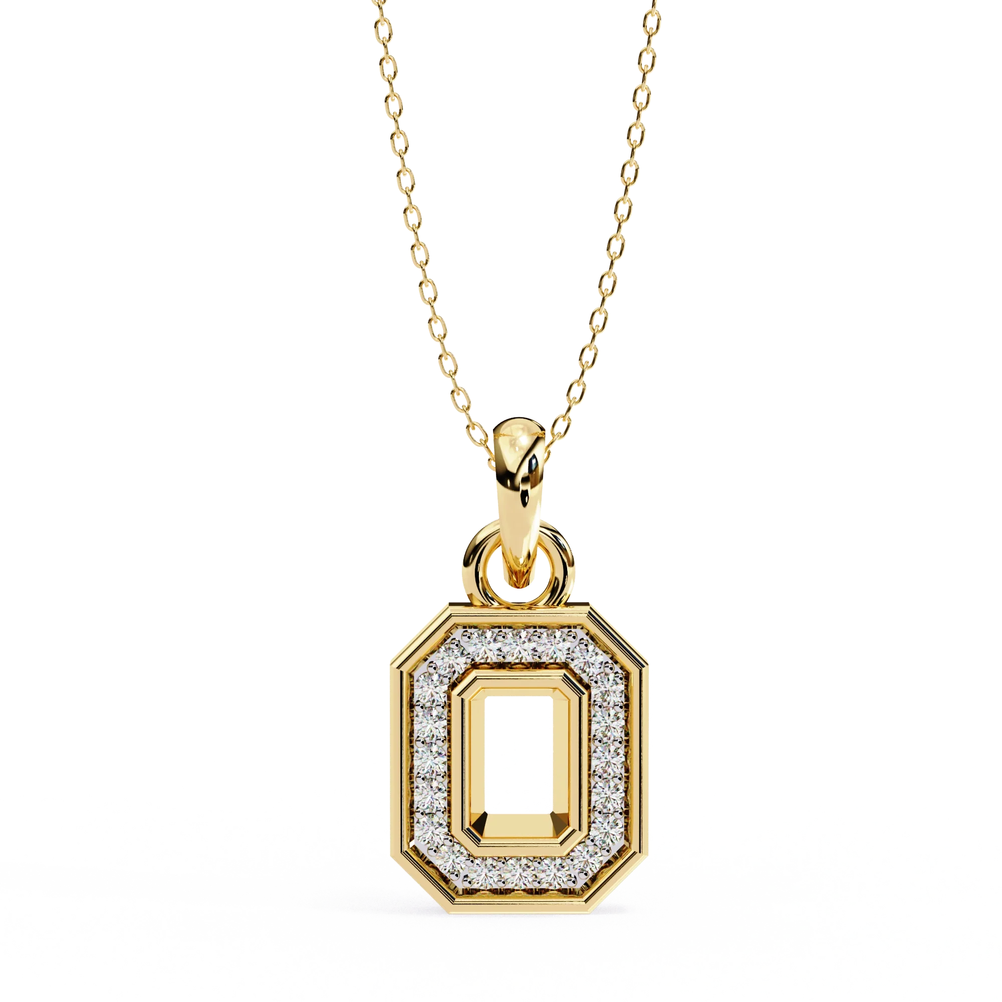 Pendentif diamant pavé de diamants de laboratoire de 0,20 ct en or jaune - Or jaune 10 carats / Diamant de laboratoire