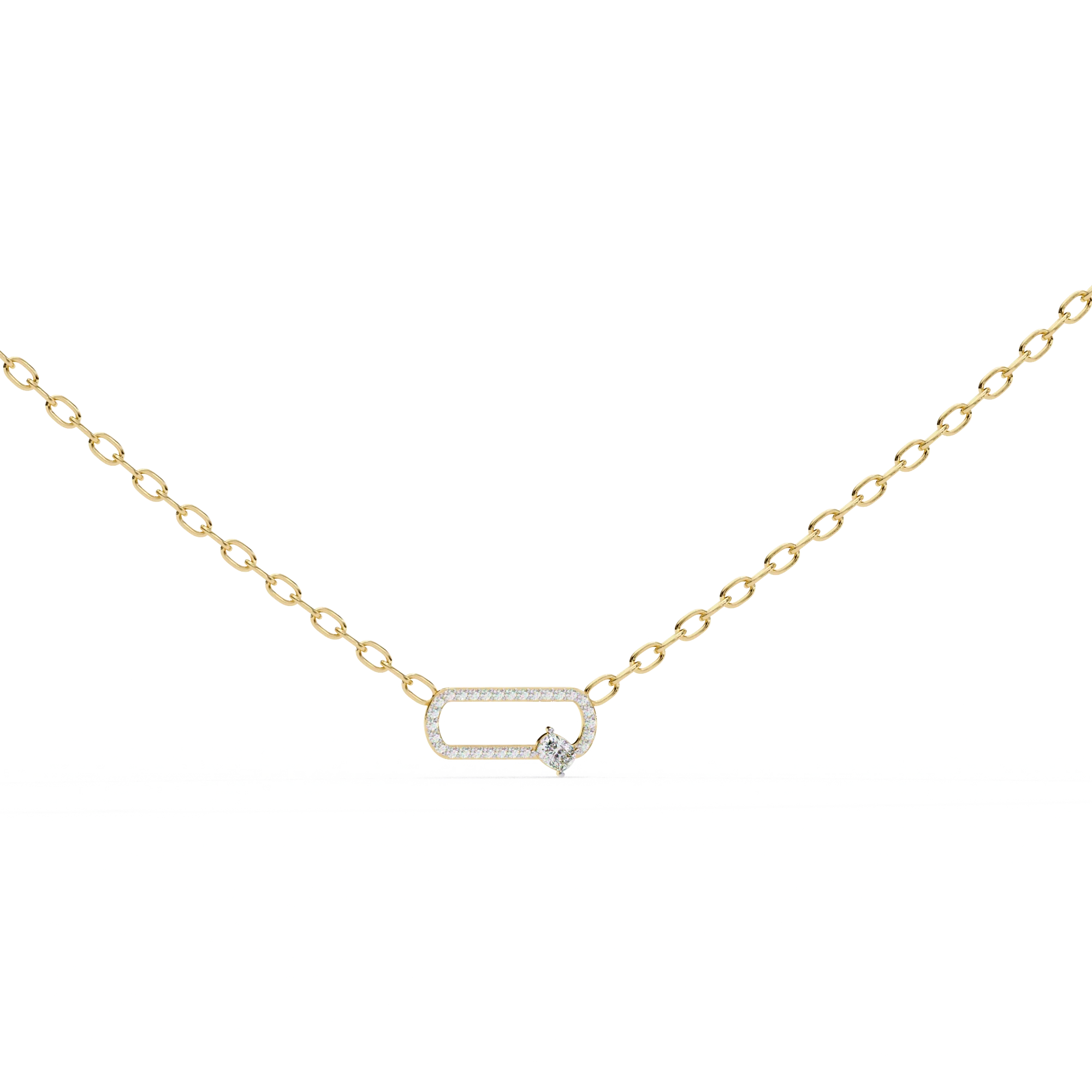 Collier à maillons serti de griffes de diamant de laboratoire de 0,50 ct en or jaune - Or jaune 10 carats / Diamant de laboratoire — Collier Argent Femme