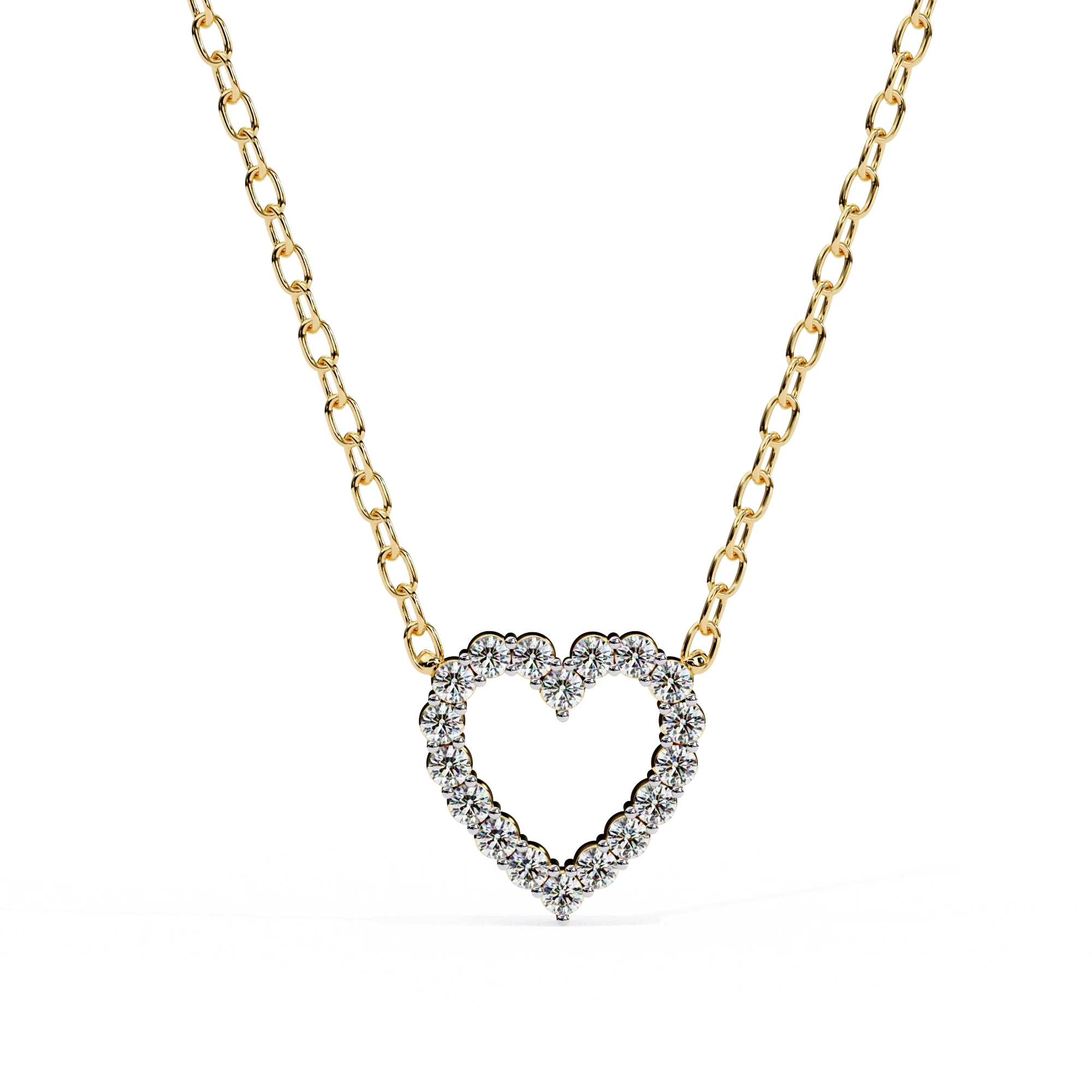 Collier diamant de laboratoire taille cœur 0,50 ct en or rose - Or jaune 10 carats / Diamant de laboratoire