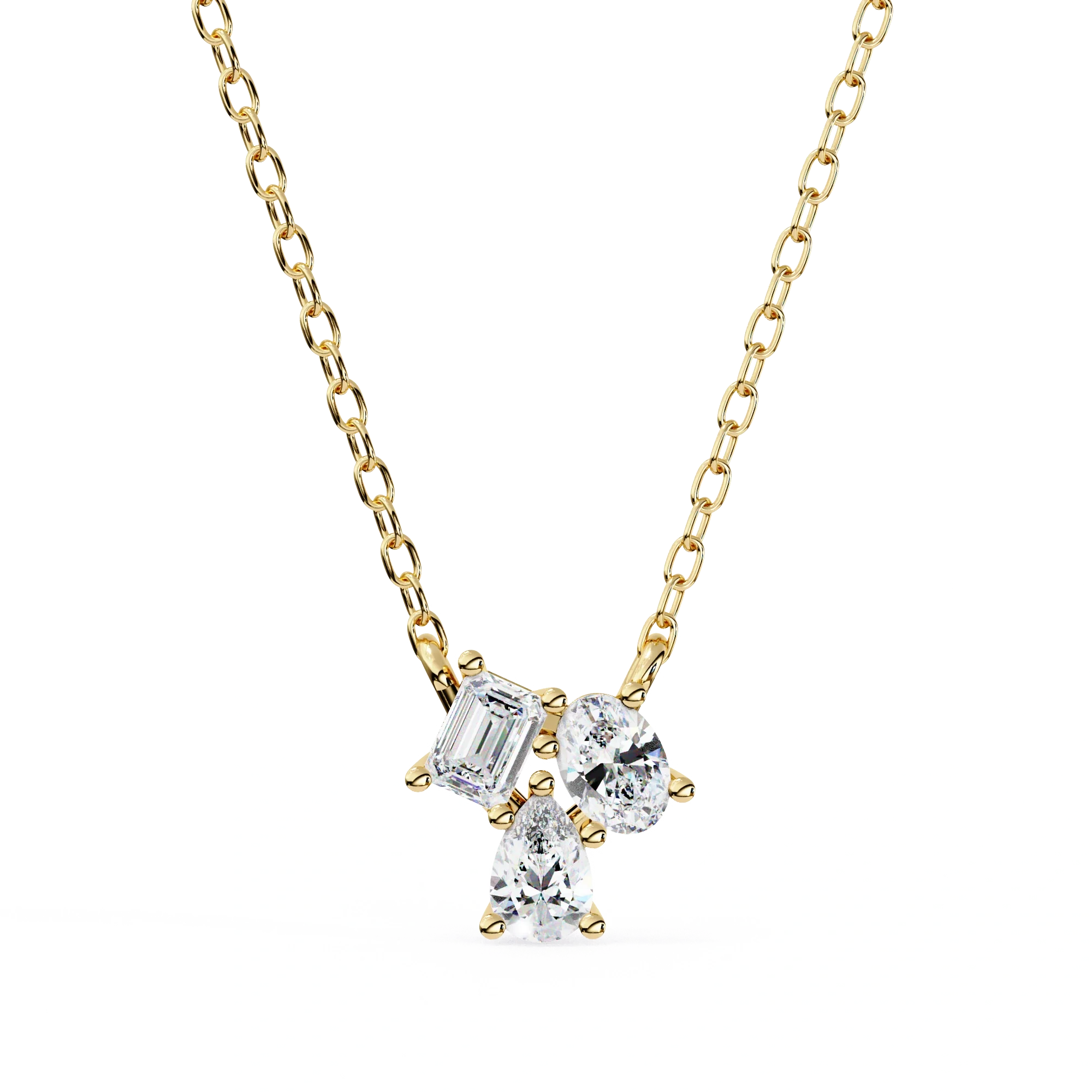 Collier en grappe de diamants de laboratoire de 0,50 ct en or blanc - Or jaune 10K / Diamant de laboratoire