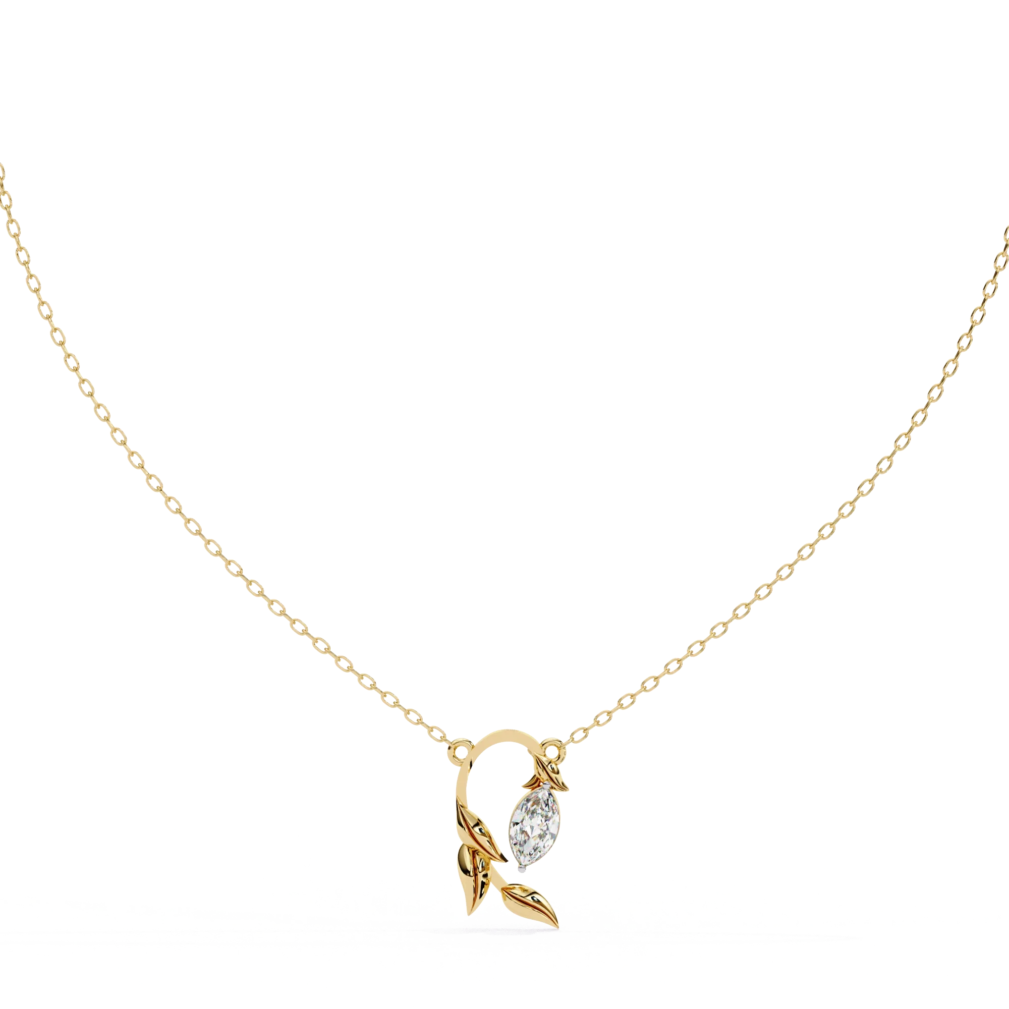 Collier serti de diamants de laboratoire Marquise de 1,00 ct en or jaune - Or jaune 10 carats / Diamant de laboratoire