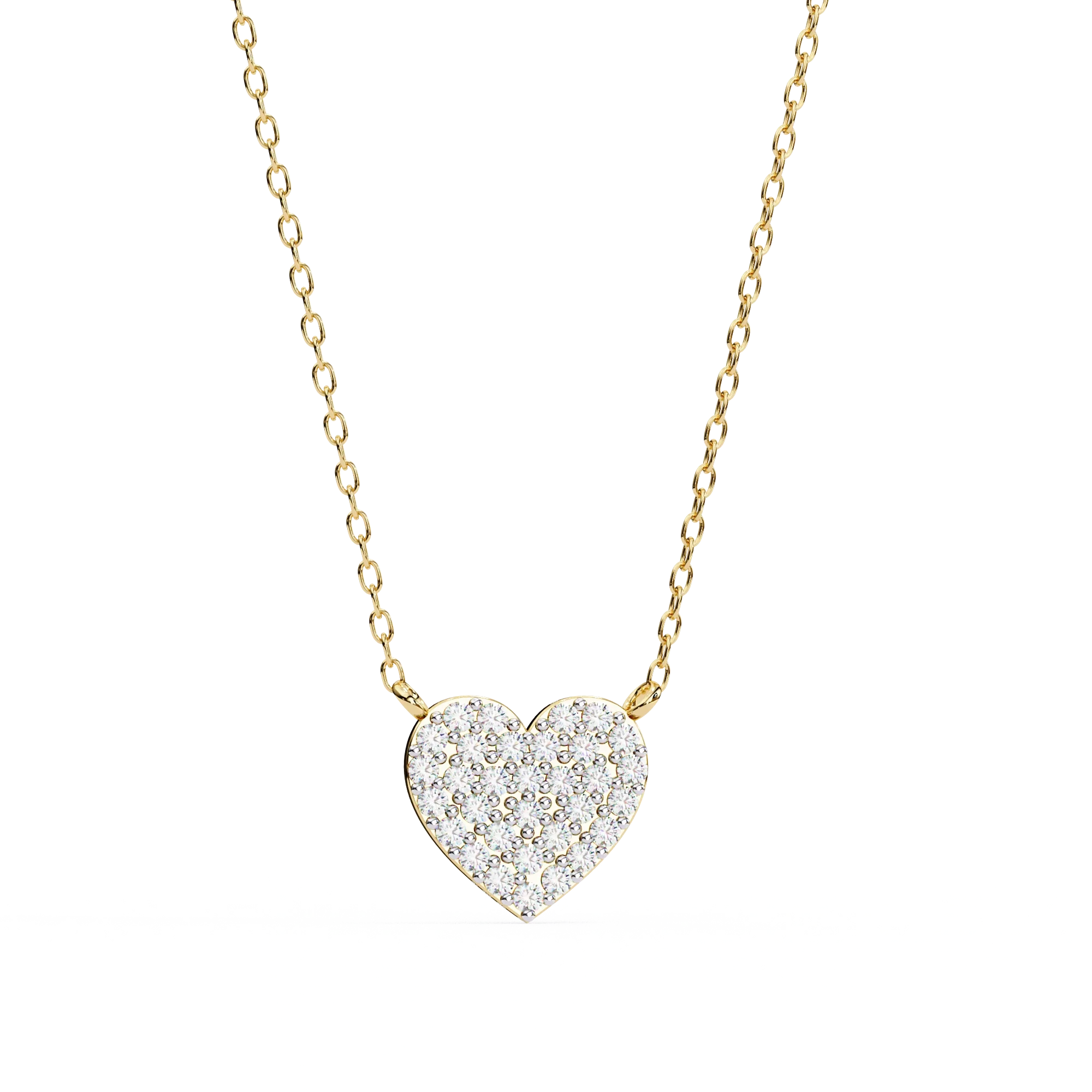 Collier serti de diamants Heart Lab en or rose - Or jaune 10 carats / Diamant de laboratoire