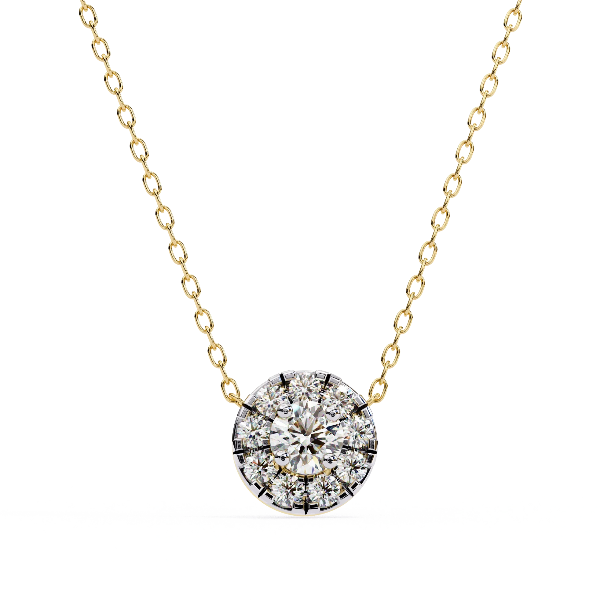 Collier en grappe serti de griffes de diamants de laboratoire de 0,50 ct en or jaune - Or jaune 10 carats / Diamant de laboratoire — Collier Argent Femme