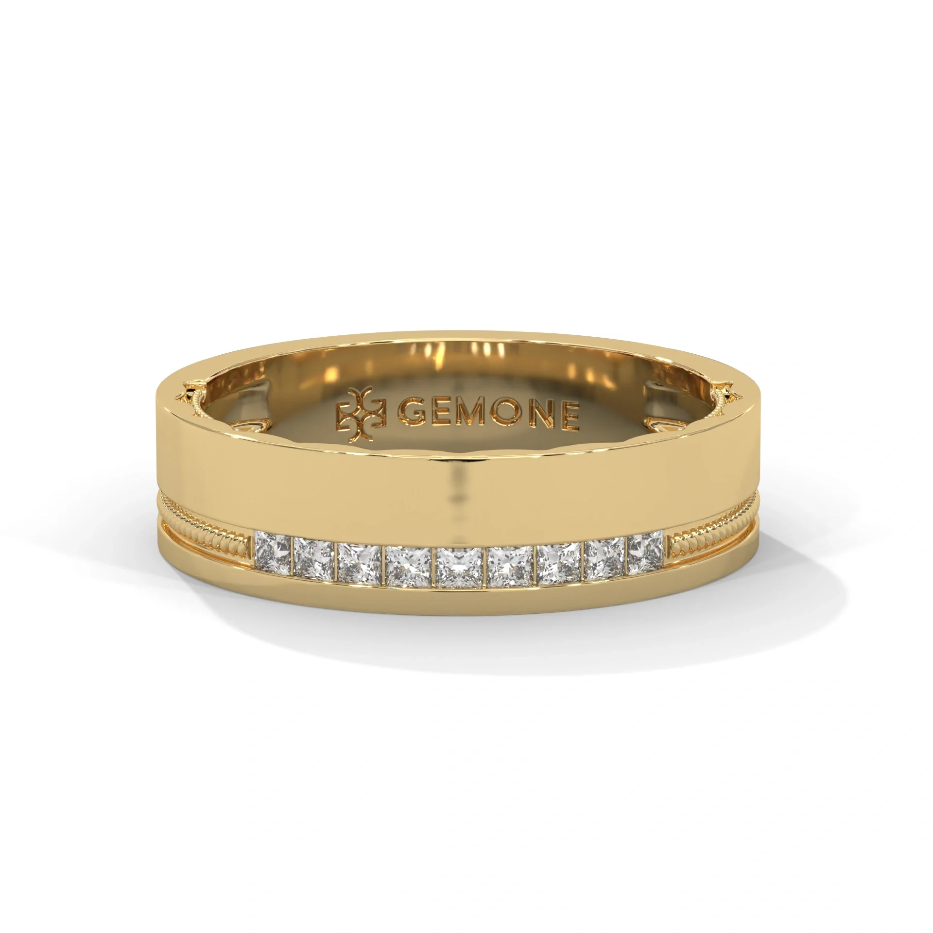 0.18 Ct Princess Lab Diamond Wedding Band in Rose Gold