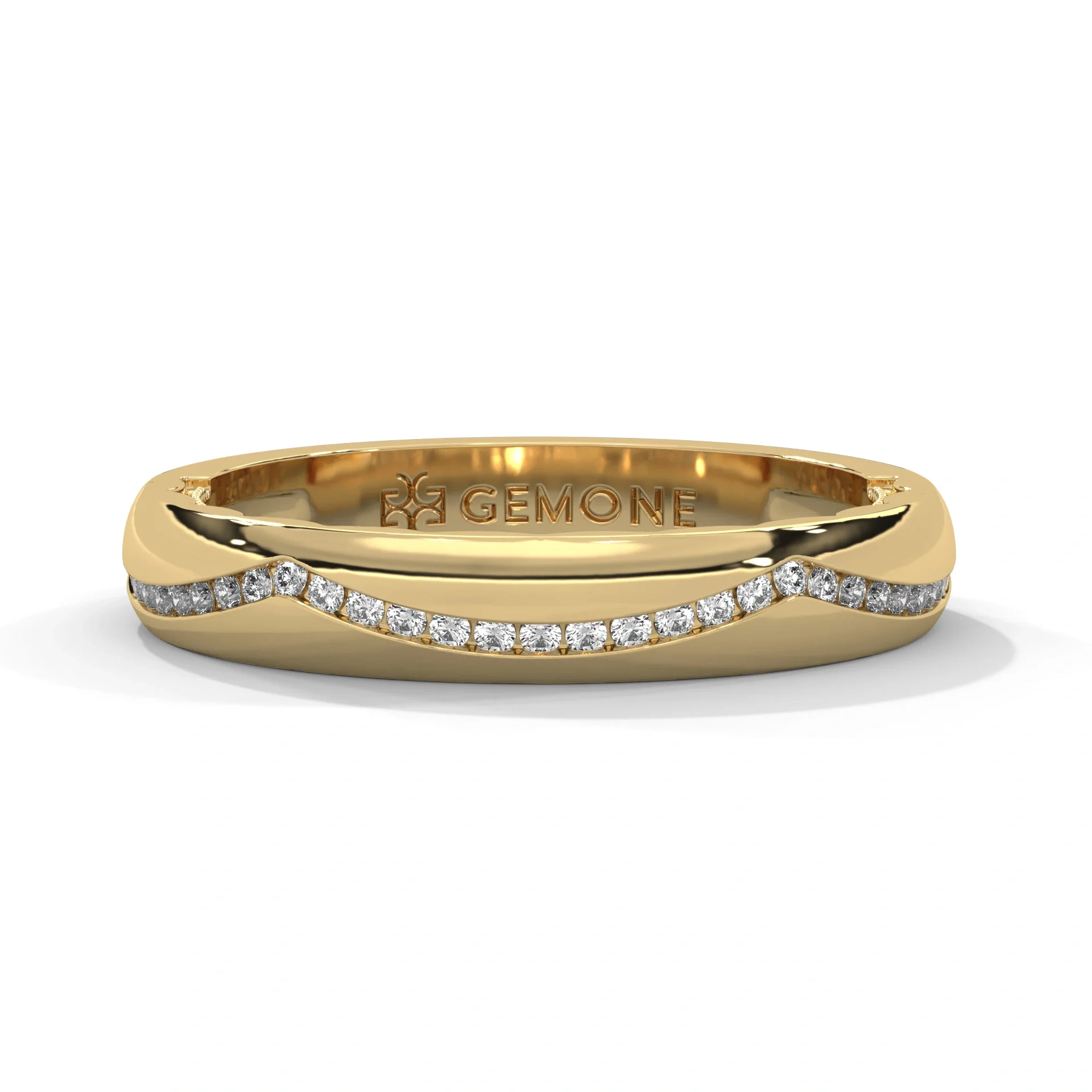 Bague de mariage courbée en diamant lab créé de 0,16 Ct en or jaune — Bijoux de mariage
