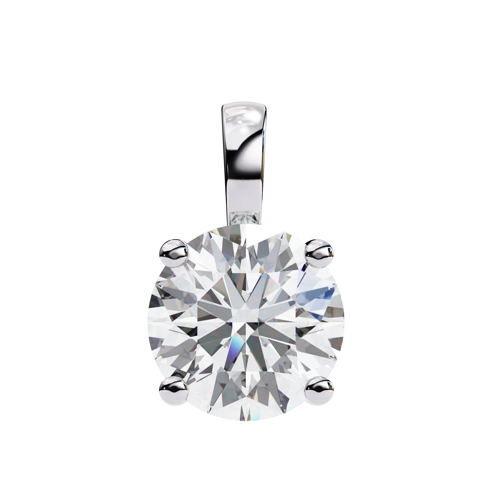 2 ct. Pendentif rond en diamant cultivé en laboratoire, or blanc 14 carats