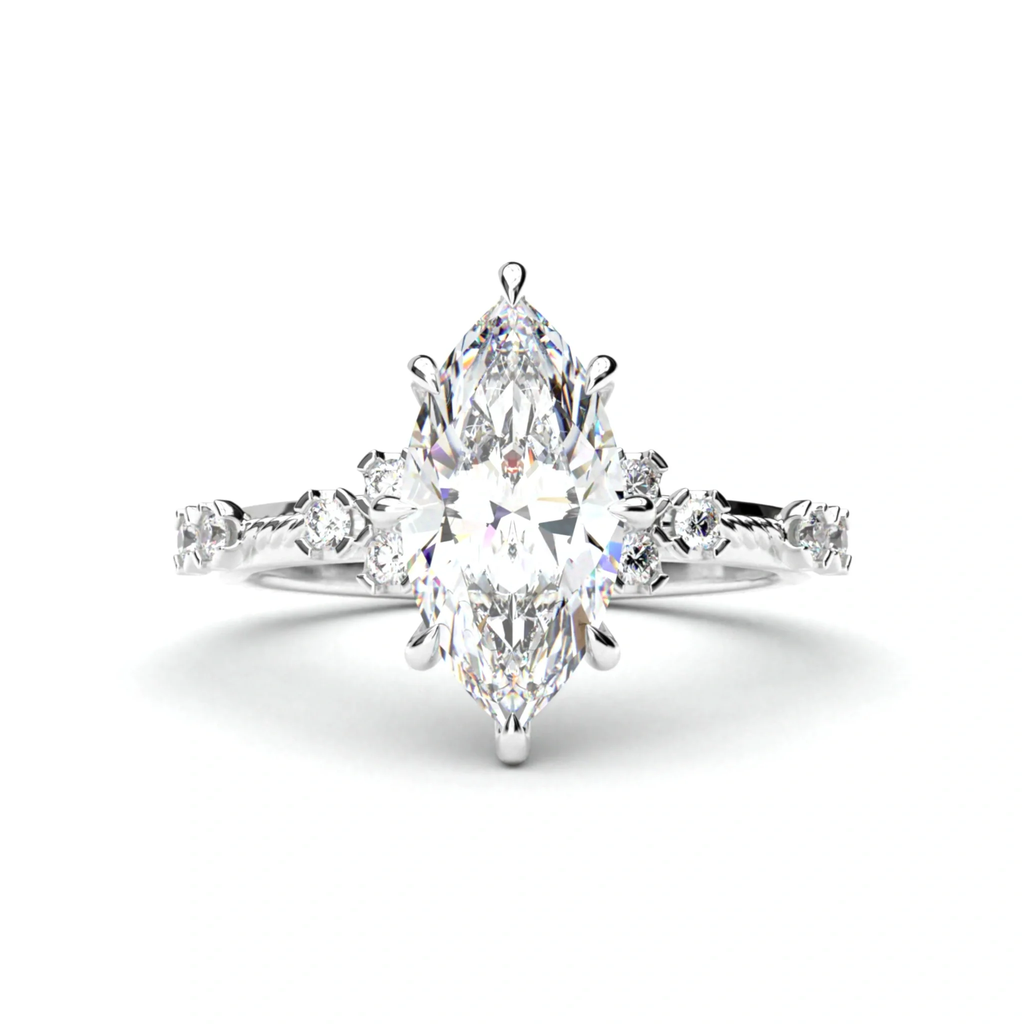 2.18ct Marquise Lab Diamond Ring with Accent Stones