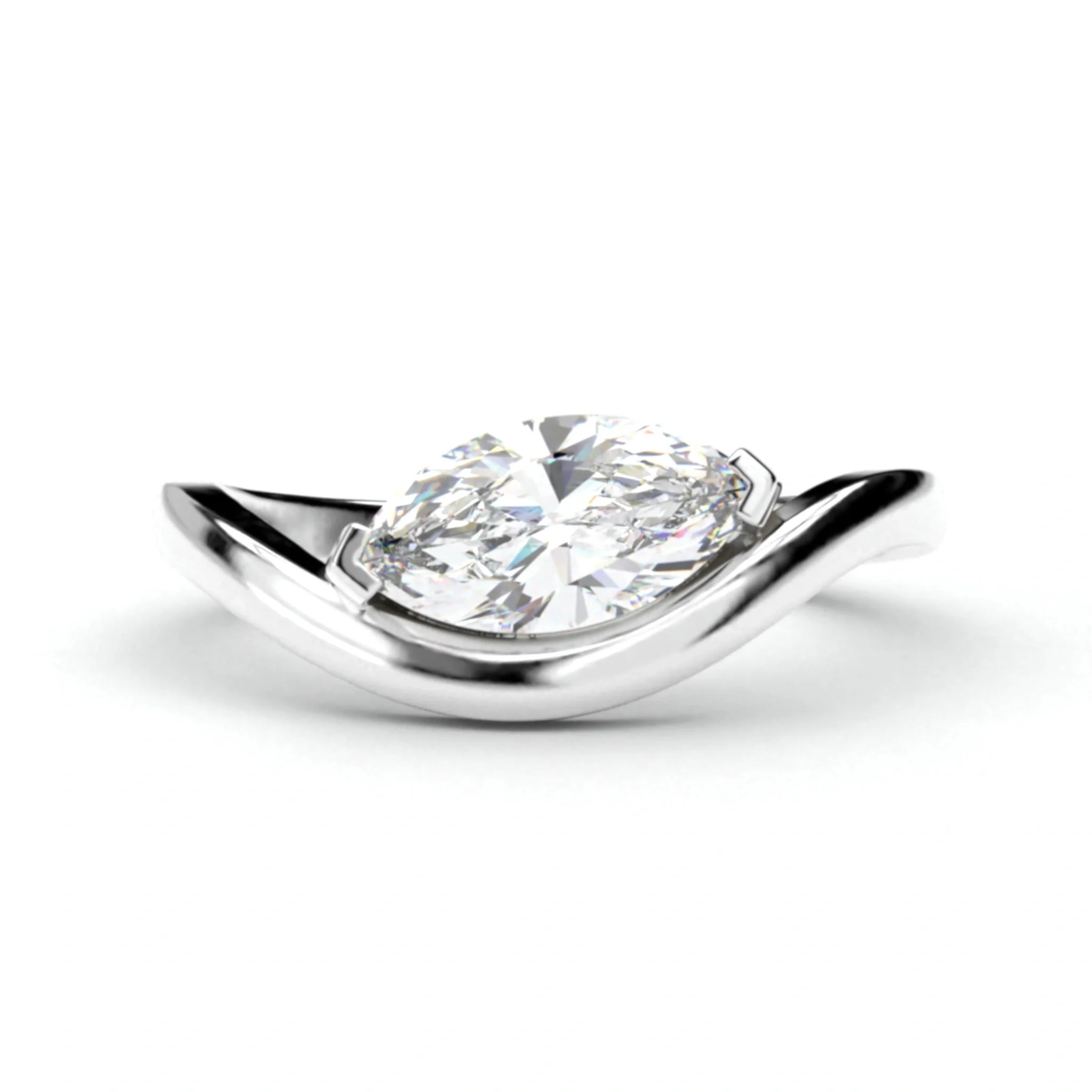 Bague Solitaire en Diamant Marquise de 1 Ct par Gemone Diamond