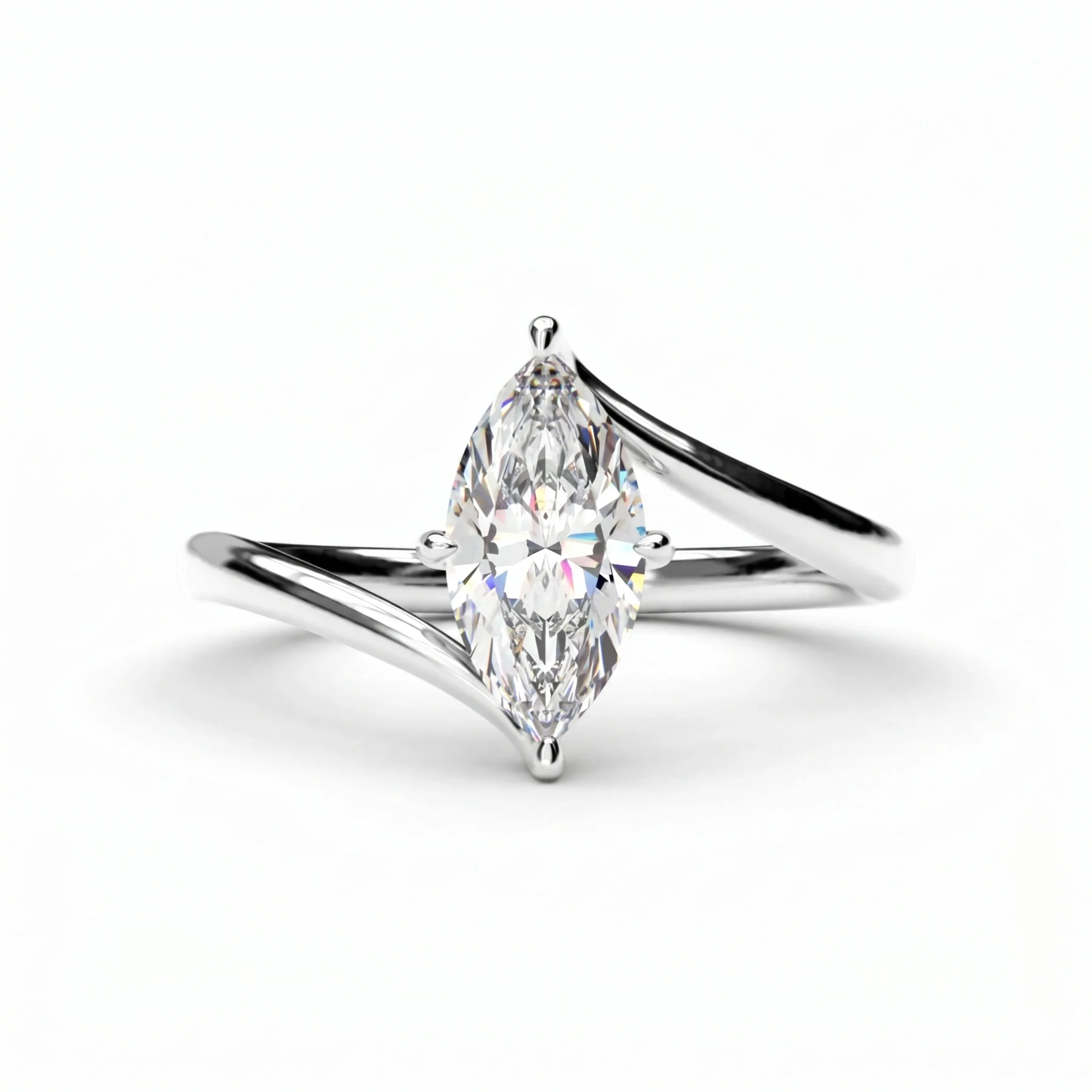 Bague de Promesse en Diamant Marquise de 1 Ct par Gemone Diamond — Anneaux empilables