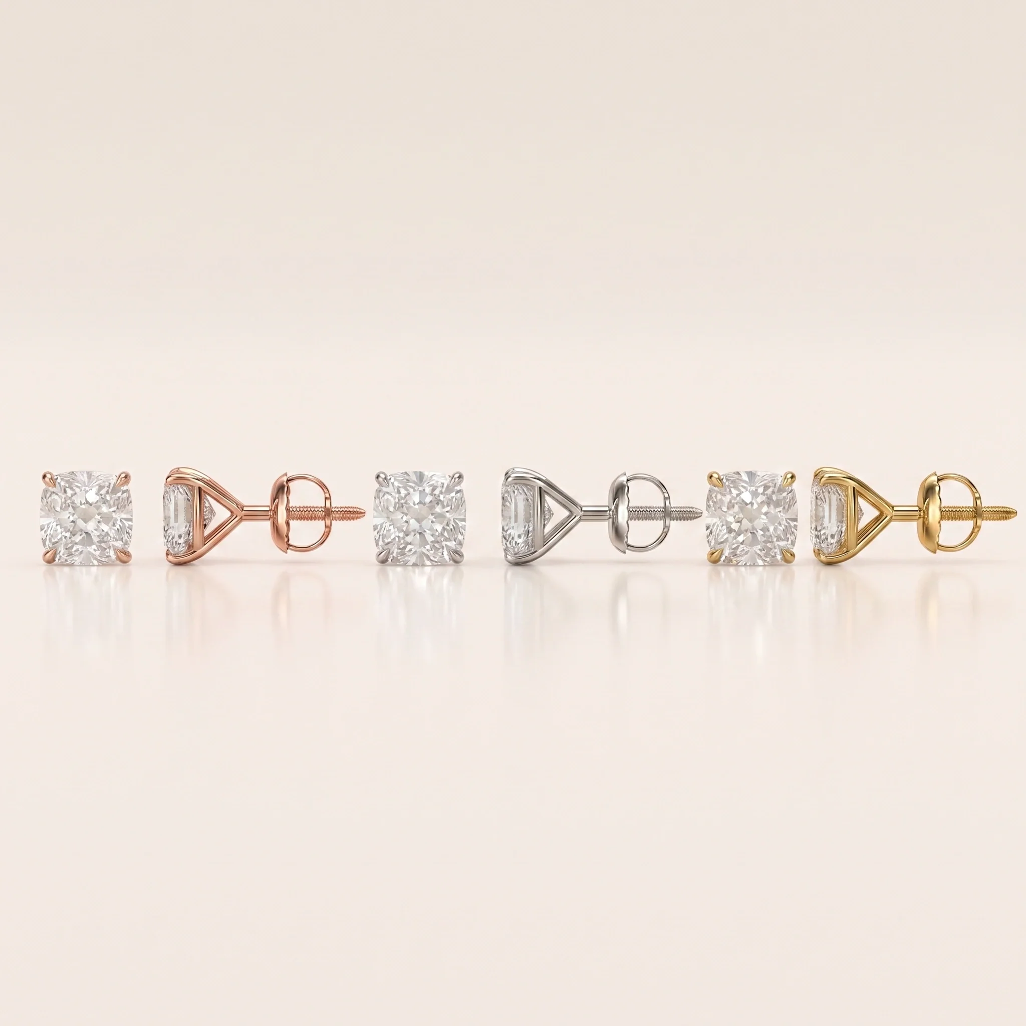 0.50 Ct to 5 Carat Round Stud Earrings in Multiple Settings - Martini Setting / 0.50 / 10K Gold