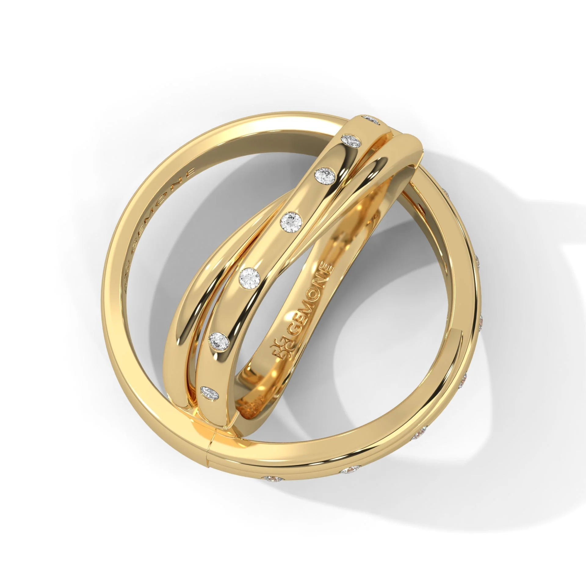 Bague en diamant de laboratoire en or 24K pour hommes — Anneaux empilables