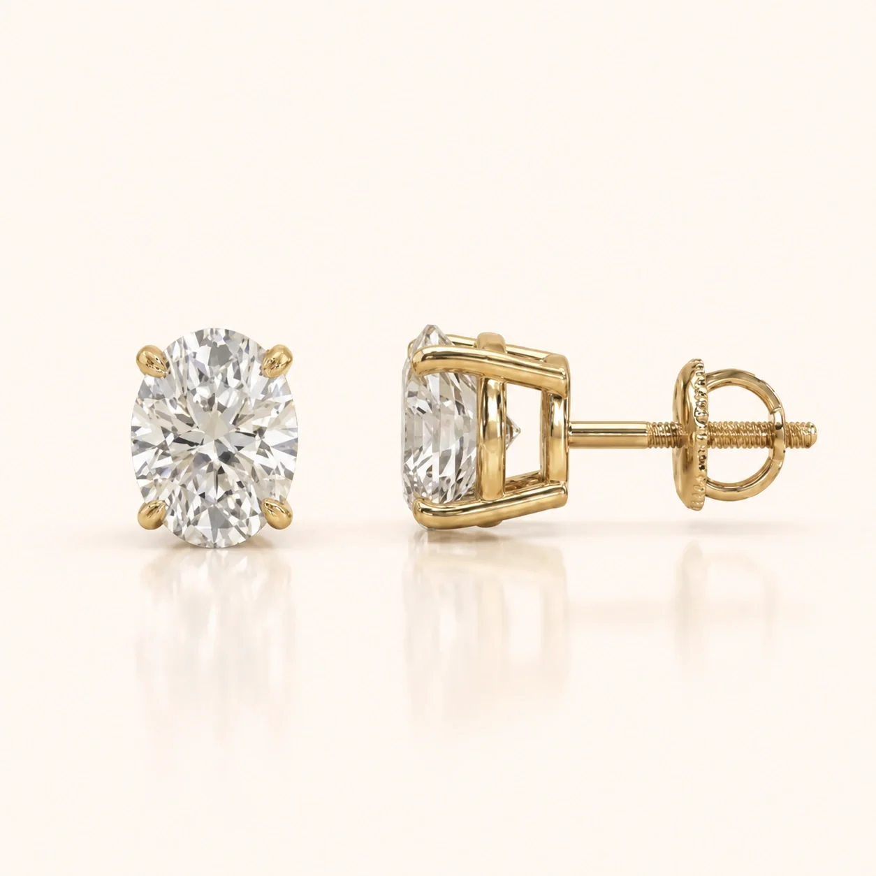 Boucles d'oreilles diamant ovales en sertis multiples et carats - Sertissage Martini / 0,50 / Or 10K — Boucles D'oreilles