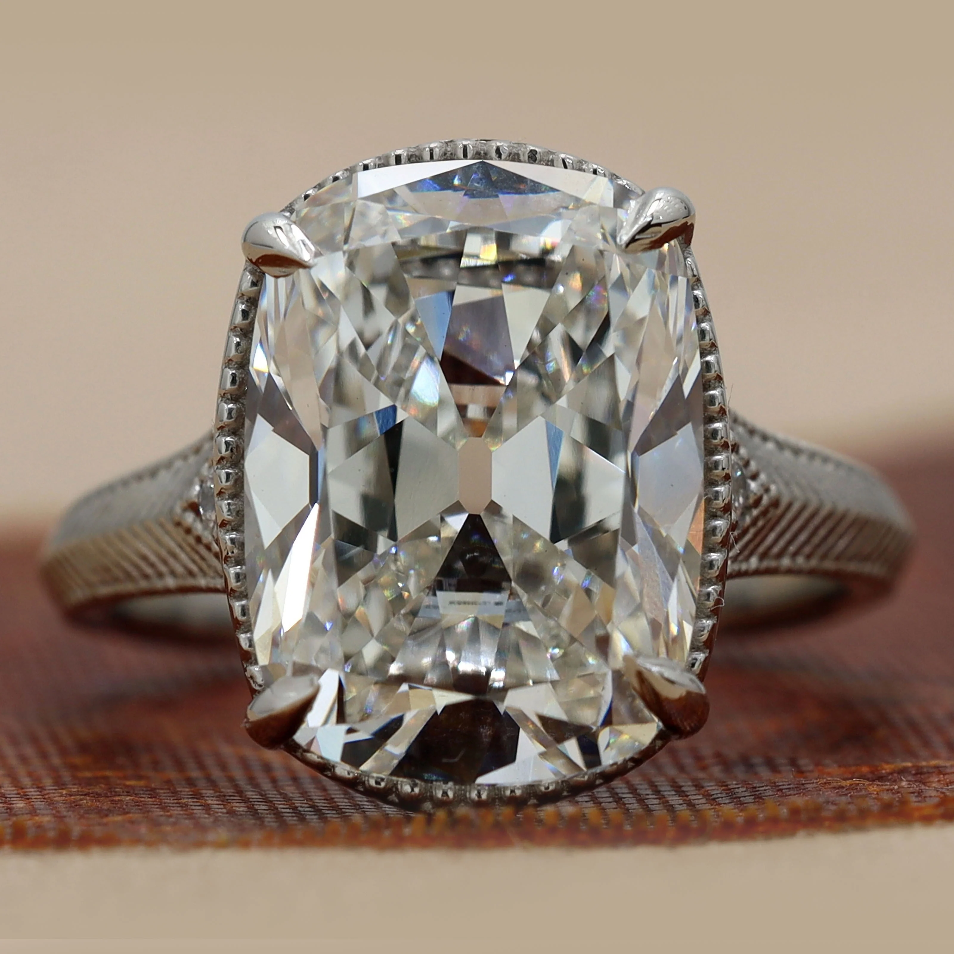 6.18 Ct Elongated Cushion-Cut Diamond Engagement Ring