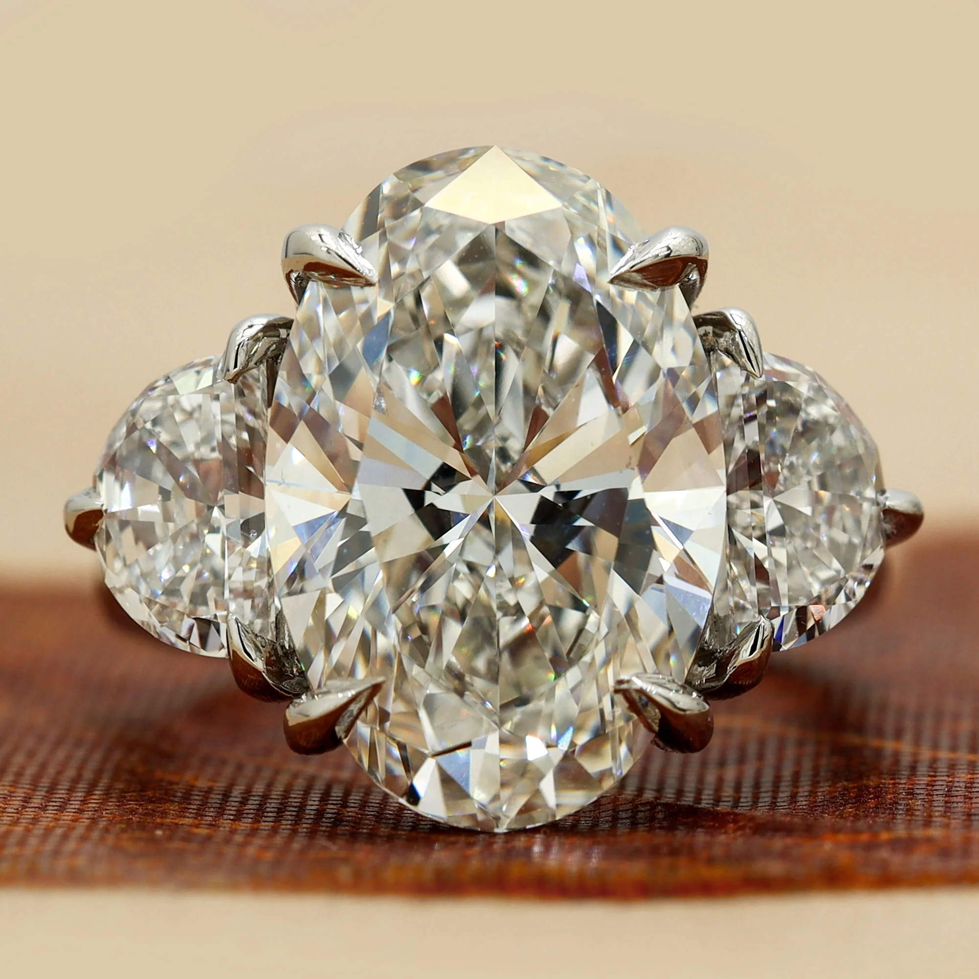 8.9 Oval Cut Diamond Engagement Ring with Half-Moon Cut — Engagement Rings