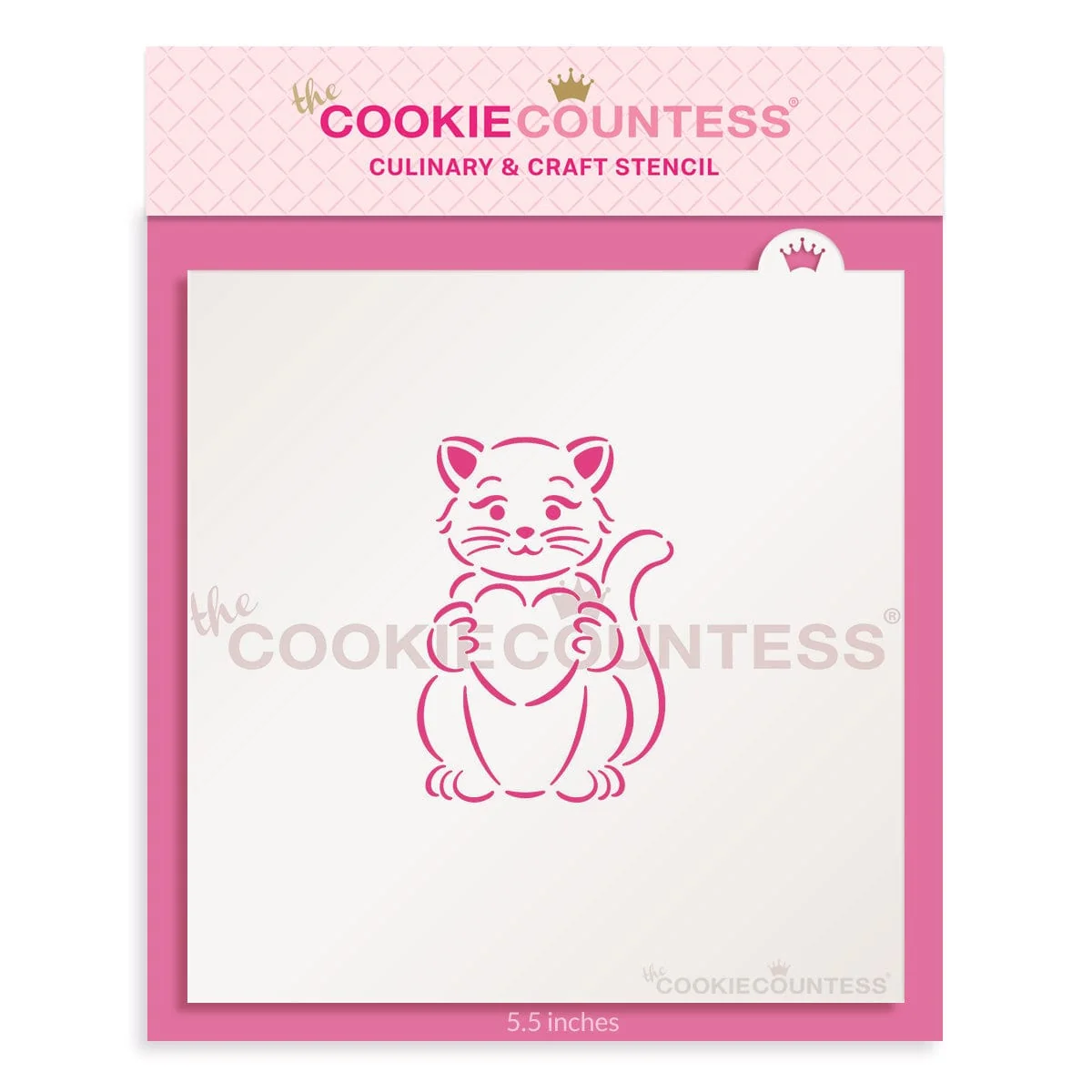 Cat with Heart PYO Stencil by The Cookie Countess