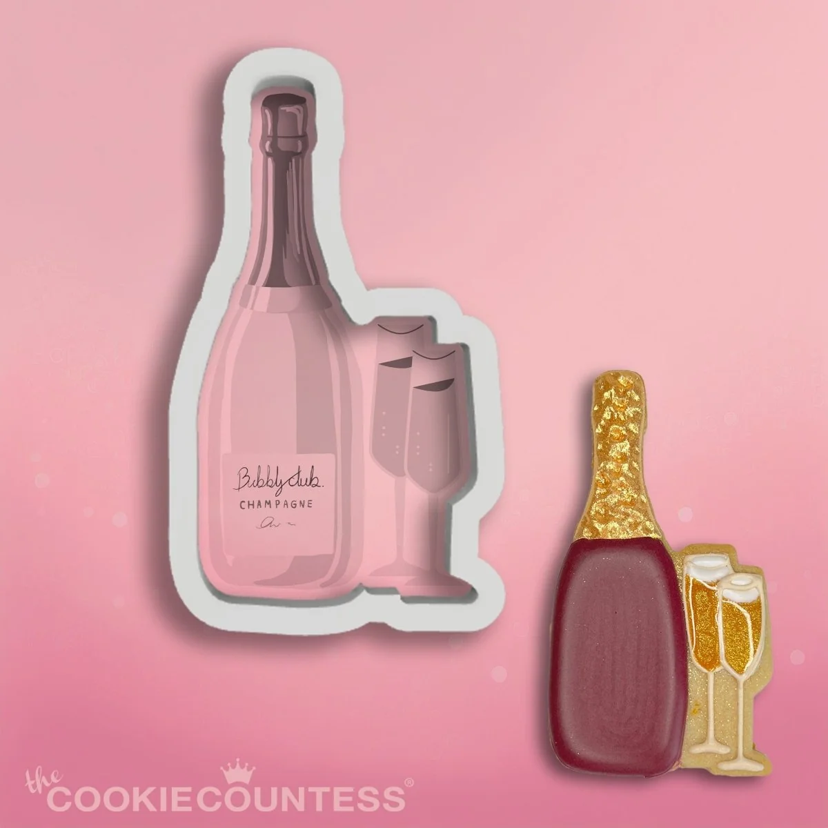 Champagne Bottle with Glasses Cookie Cutter — Kitchen Gadgets