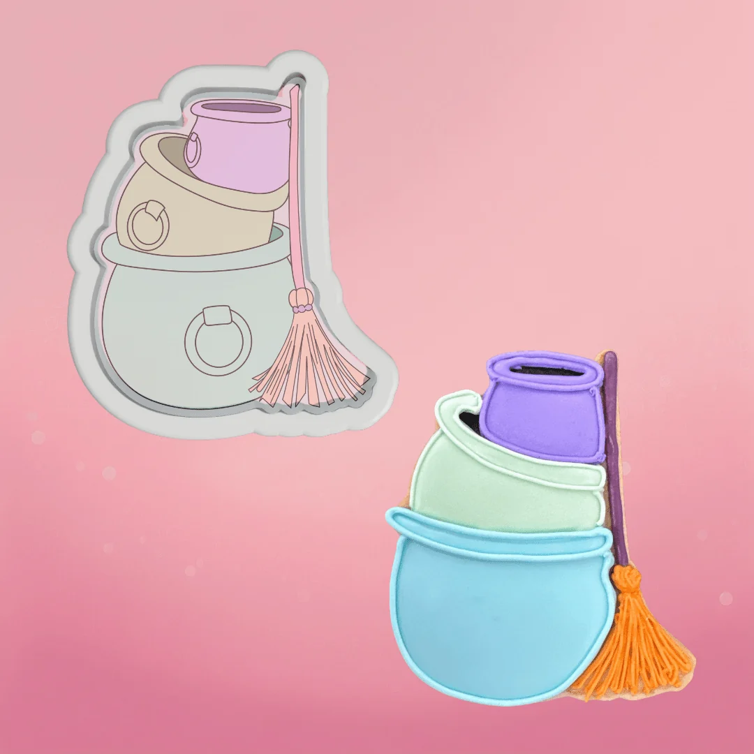 Stacking Cauldrons with Broom Cookie Cutter — Kitchen Gadgets