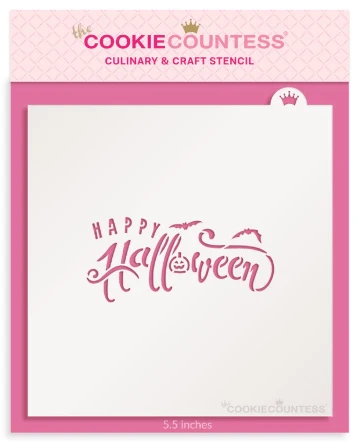 Happy Halloween Spooky Script Stencil by The Cookie Countess — Kitchen Gadgets