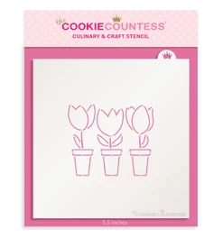 Pochoir Potted Tulips PYO par The Cookie Countess — Gadgets de cuisine
