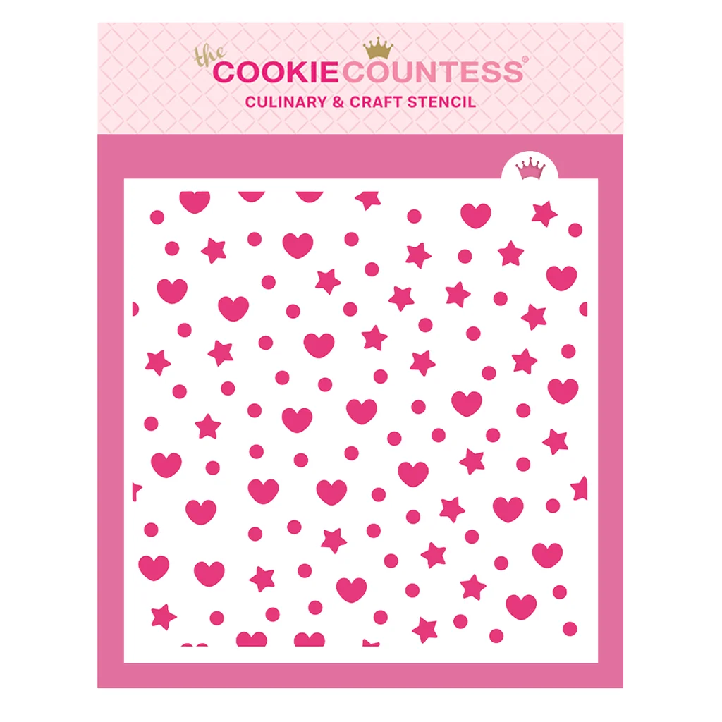 Hearts and Stars Stencil by The Cookie Countess