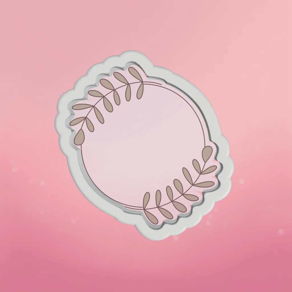 Circle with Greenery Plaque Cookie Cutter by The Cookie Countess — Kitchen Gadgets
