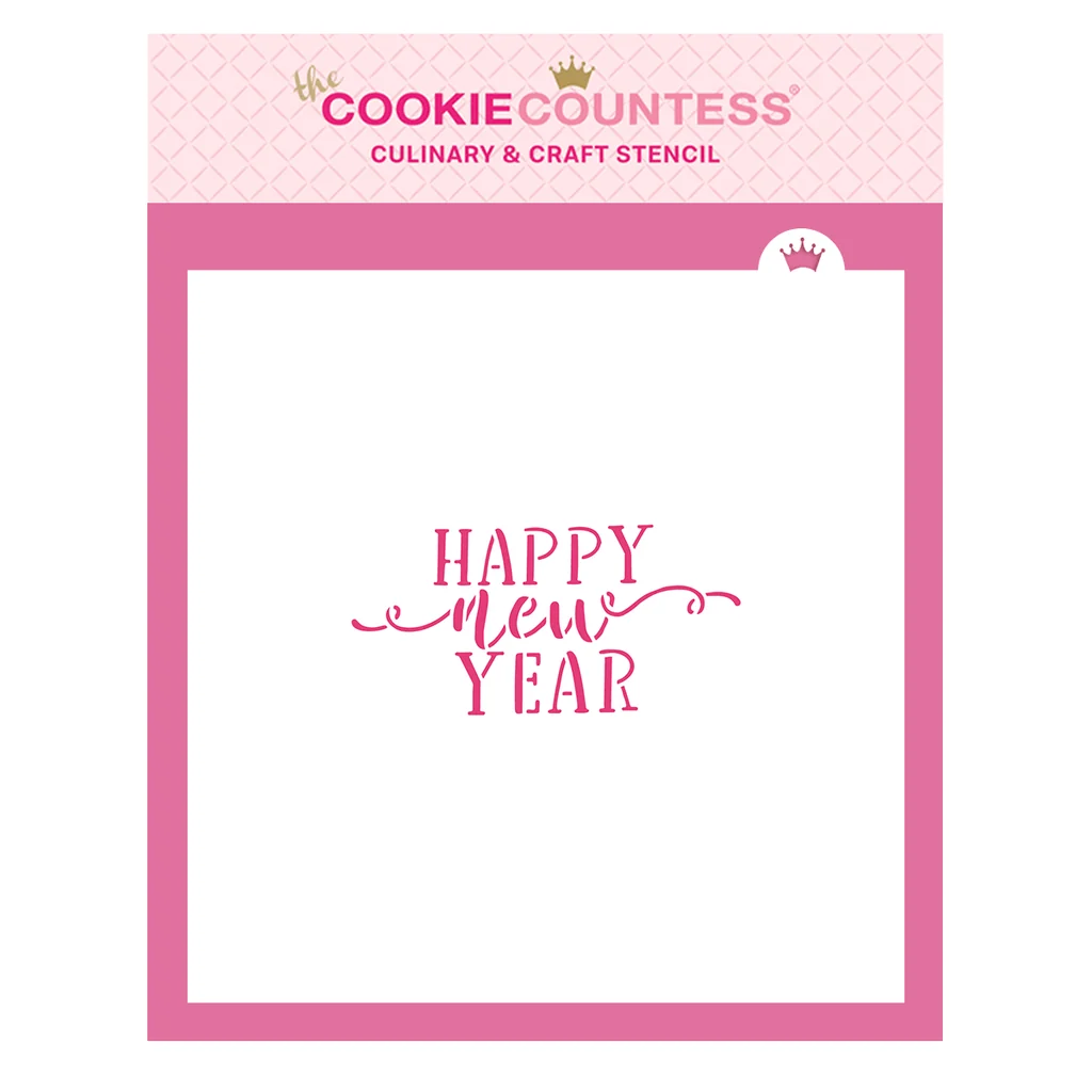 Happy New Year 3 Stencil by The Cookie Countess