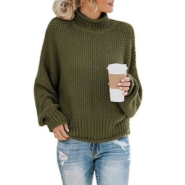 Boho Beach Hut Pull ample en tricot Vert armée XXL — Chandails pour femmes