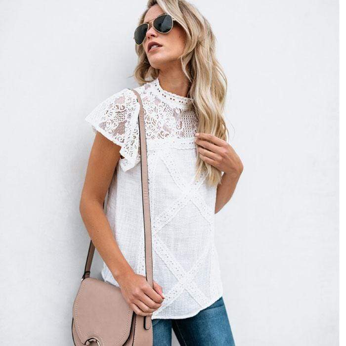 Chemisier en dentelle Boho Beach Hut en blanc — Accessoires de mode