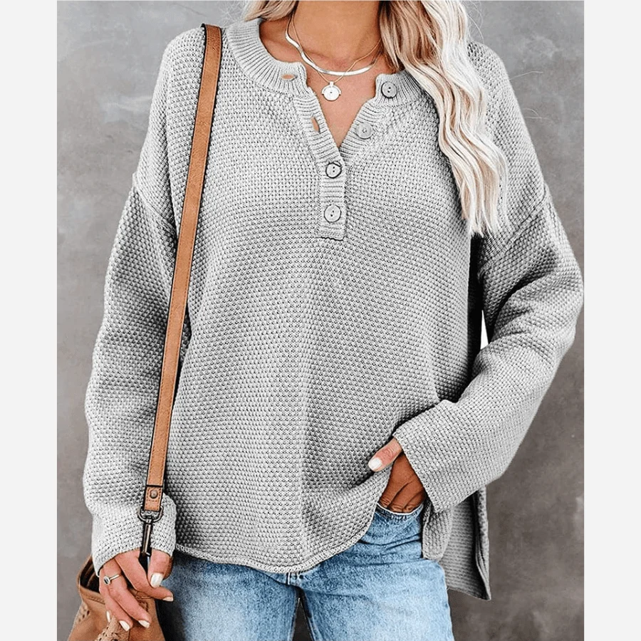 Boho Beach Hut Pull Bohème Manches Longues Gris XL — Chandails pour femmes