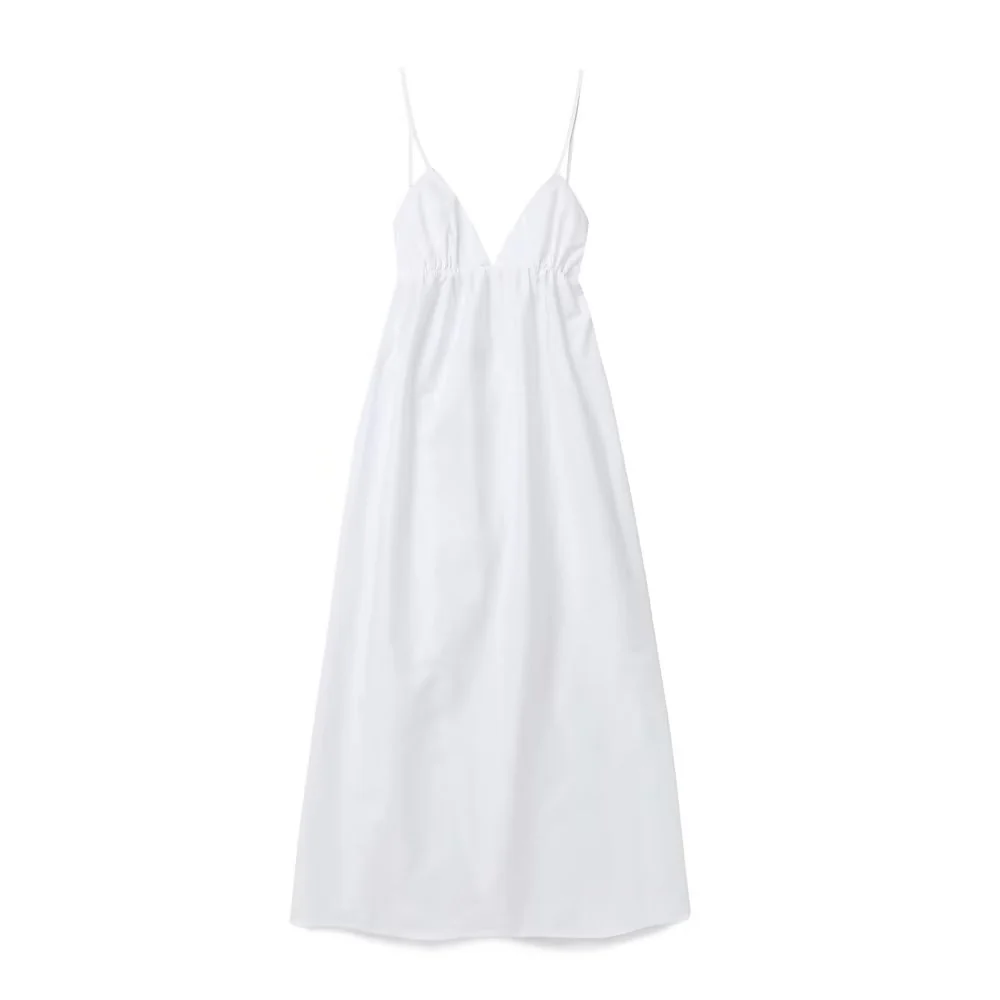 12.22 Coastal Cowgirl Robe longue dos nu pour femme Camisole V Couleur unie — Robes pour femmes