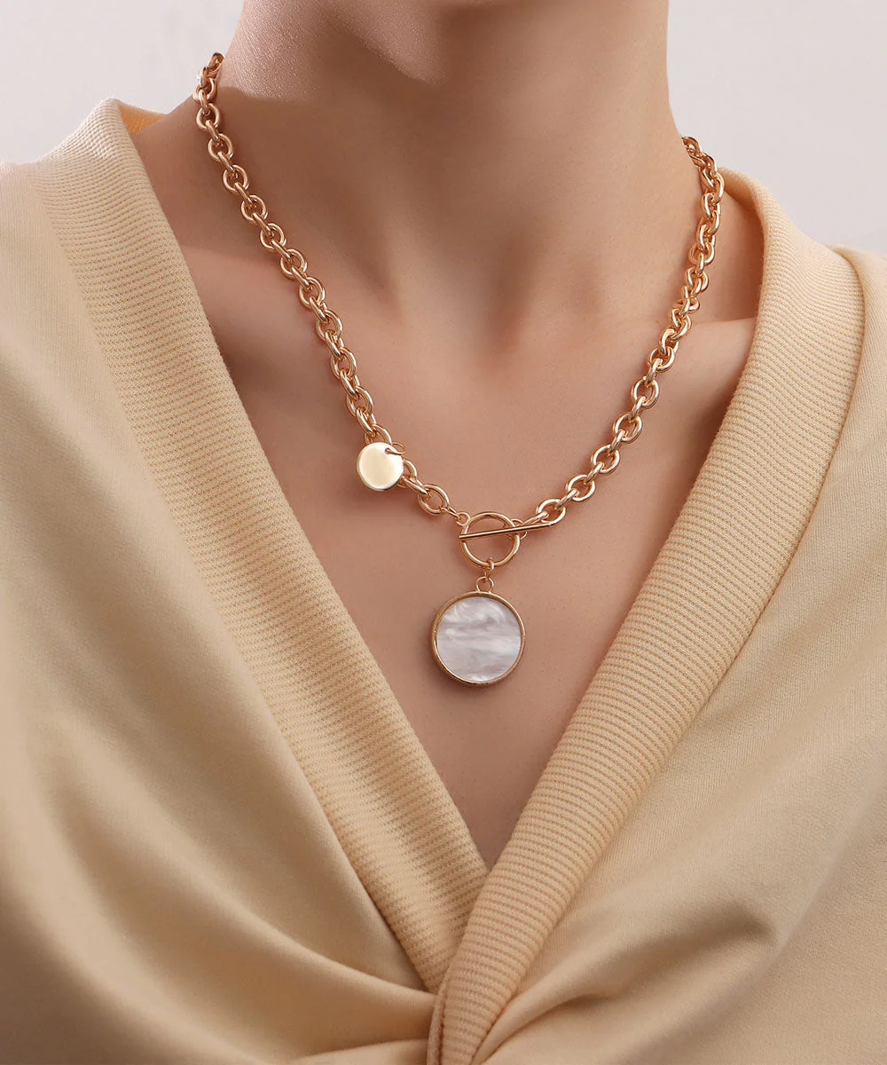 Collier à bascule CM en perles d'imitation et doré pour femme — Collier Argent Femme