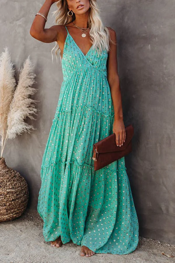 afashiongirl Tiered Maxi Dress in Green Size S