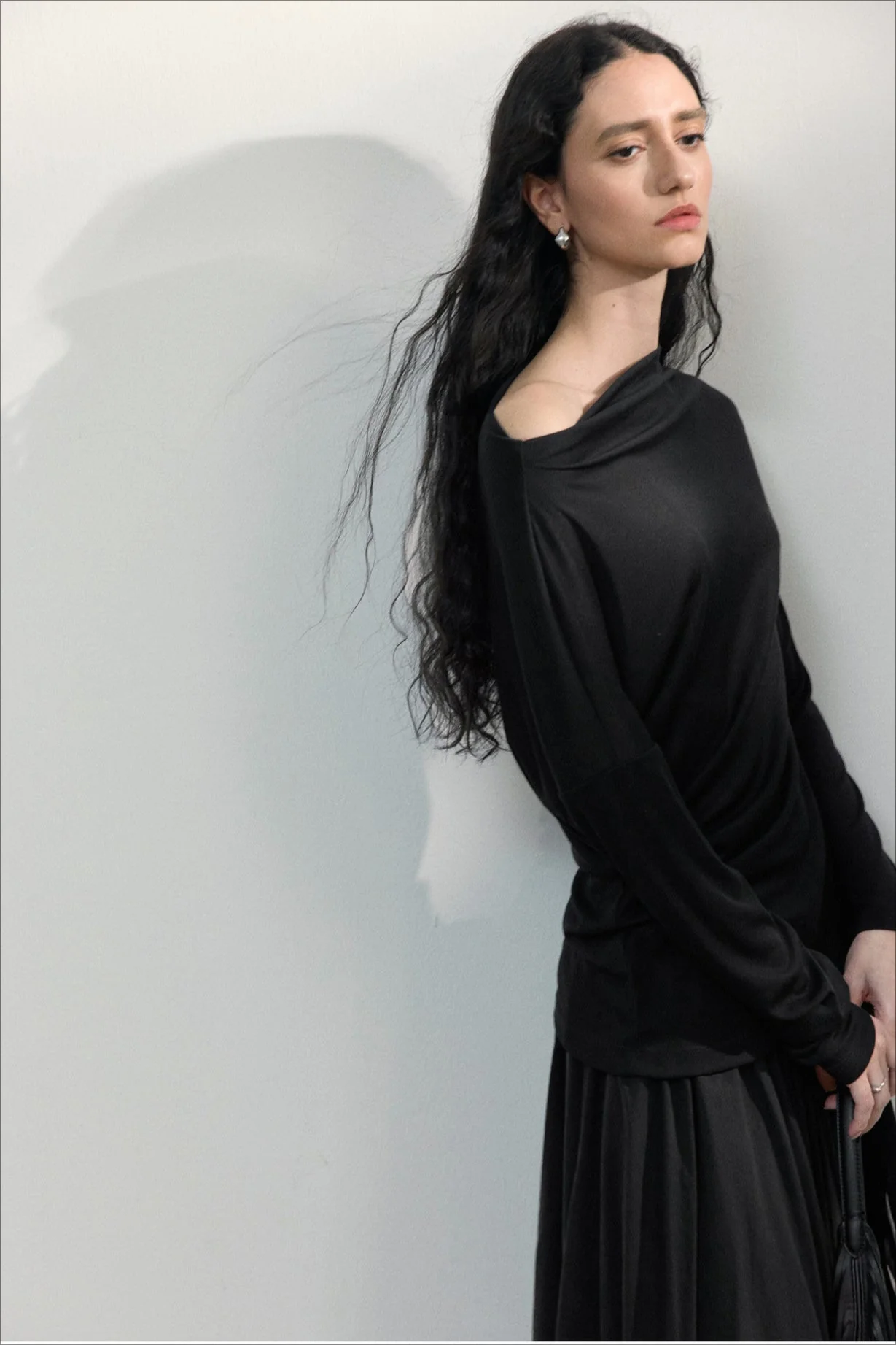 PrincessAce2025 Asymmetrical One-Shoulder Fitted Knit Sweater Black One Size — Womens Sweaters