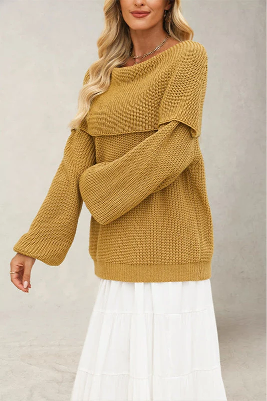 PrincessAce2025 Chandail Pullover Chunky à Épaules Dégagées pour Femmes — Chandails pour femmes
