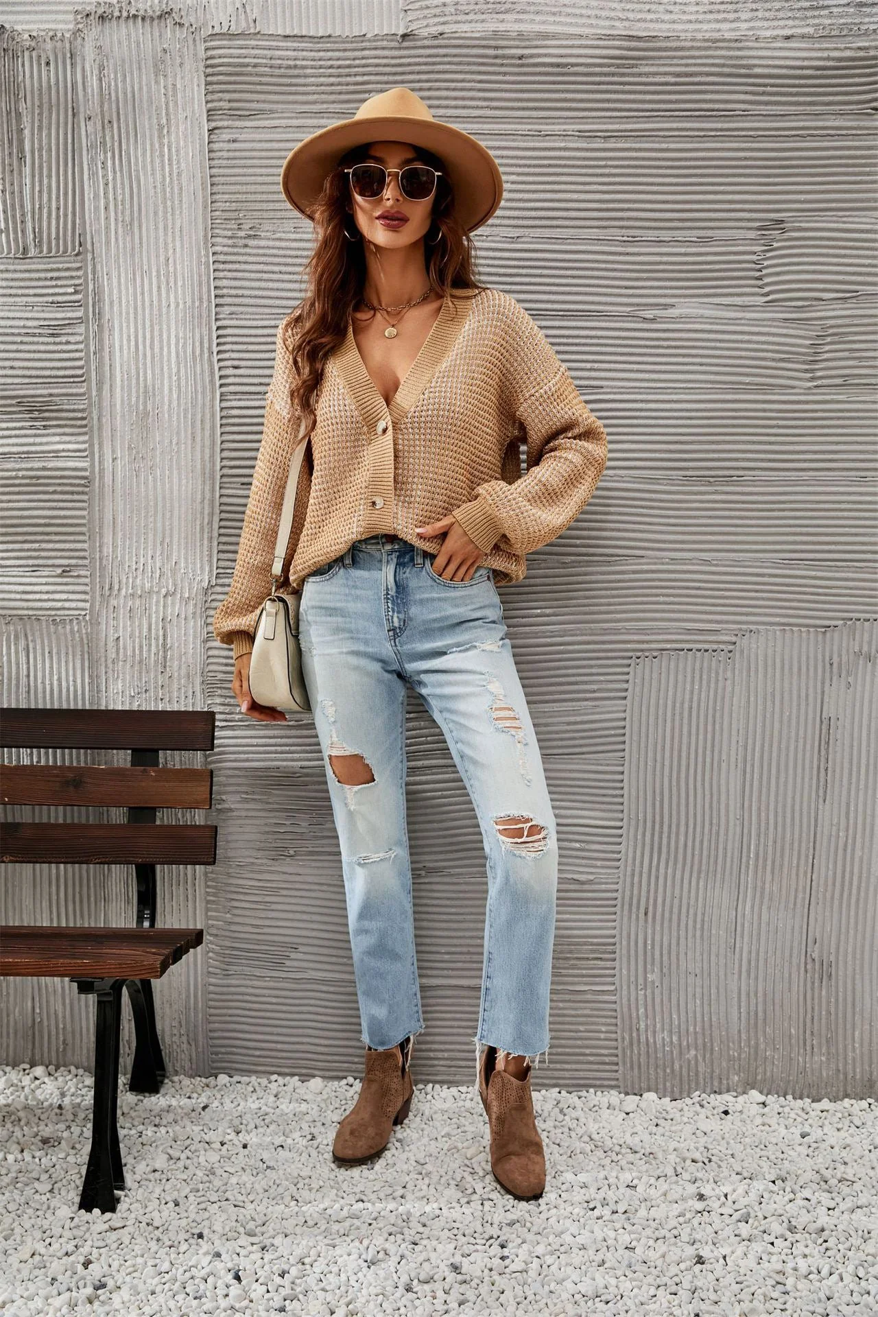 Cardigan ample à boutons pour femmes — Chandails pour femmes