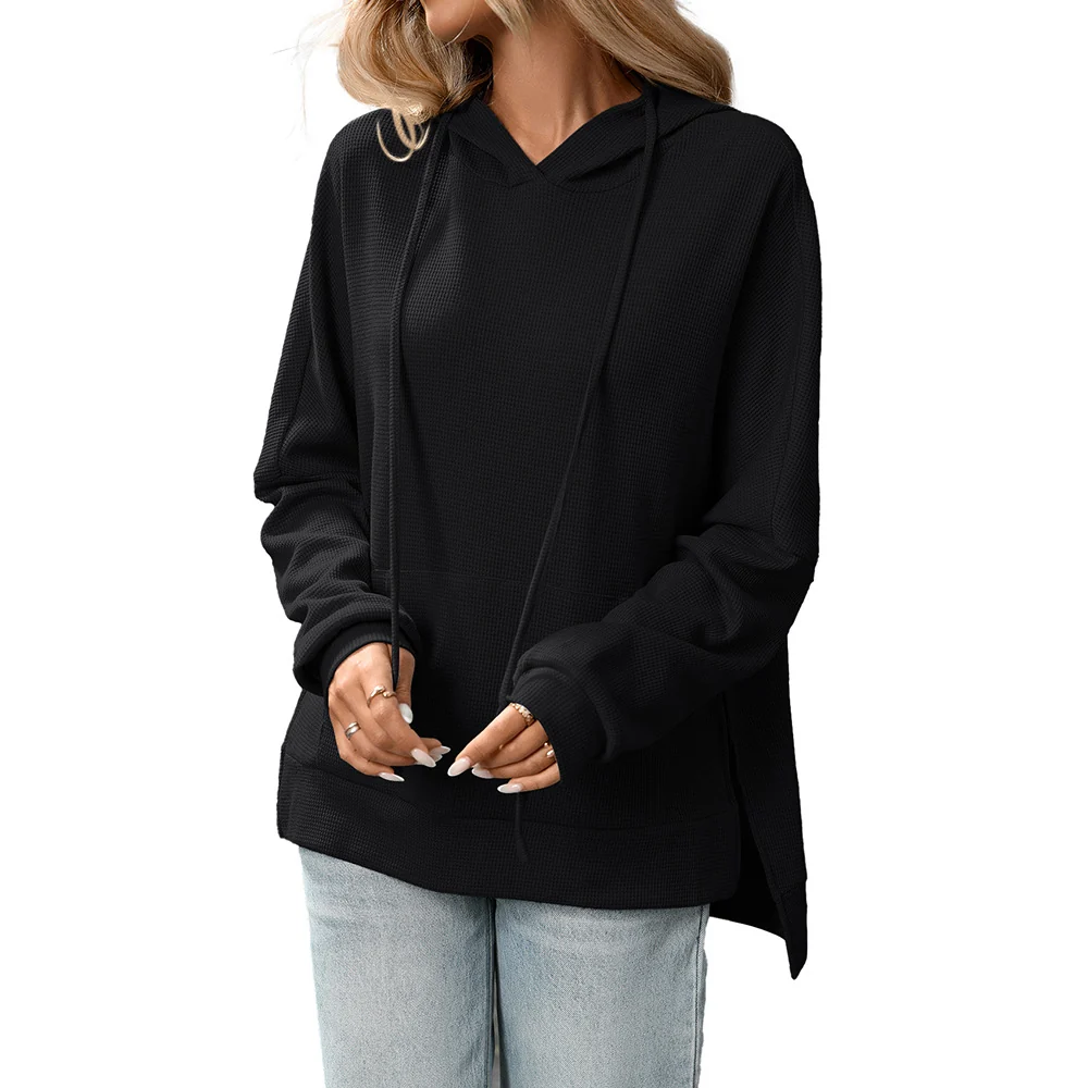 gzmdfsmy Women's Casual Long Sleeve Waffle Knit Hoodie with Pocket — Mens Hoodies