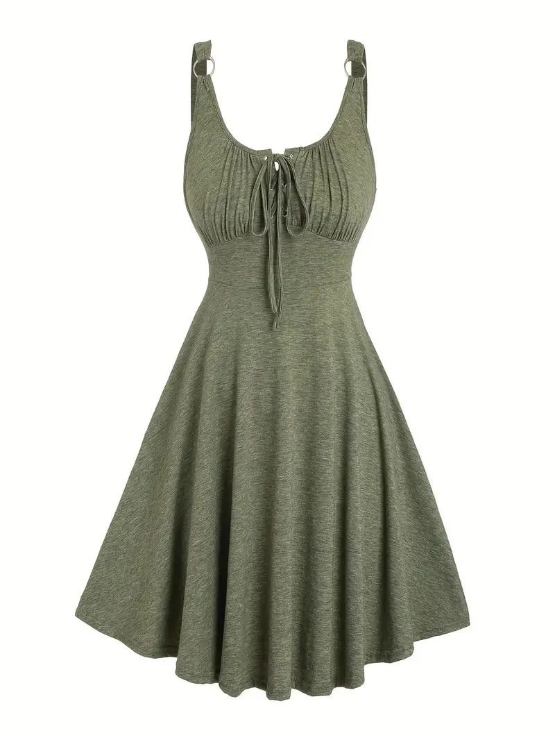 Robe à Déboutonner et Lacer TKPHBK - Décontractée Sans Manches Midi — Robes pour femmes