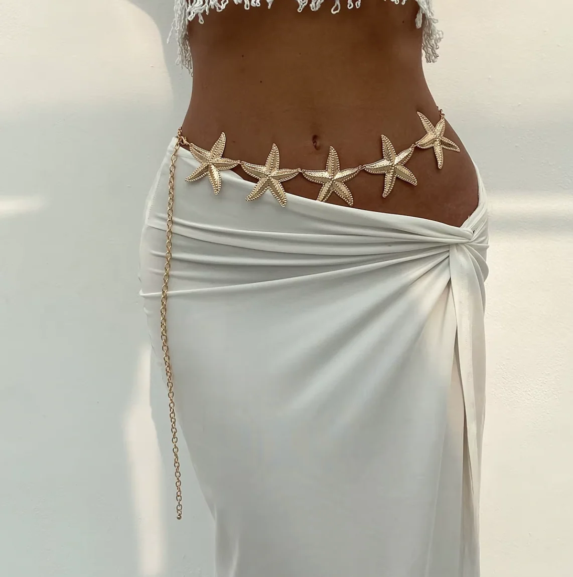 Ceinture Selene Starfish FBGGYSDP - Ceinture dorée ajustable — Ceinture en cuir