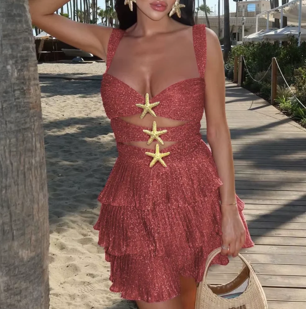 Penny Starfish Cutout Pleated Dress — Womens Dresses