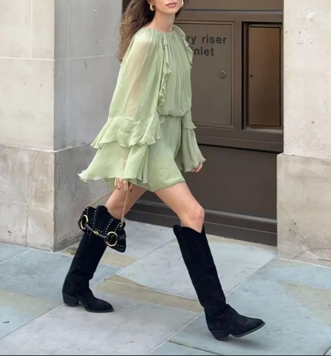 Chloe Ruffle Chiffon Mini Dress