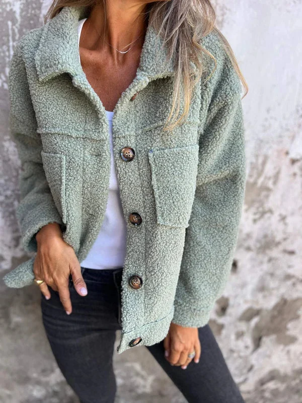 Manteau d'hiver en fausse fourrure FBGGCA1 avec poches et col — Accessoires de mode