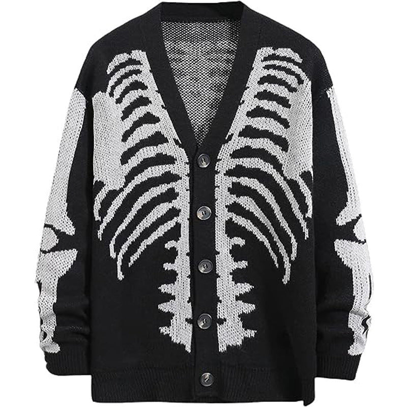Tikktook Women's Skeleton Print Drop Shoulder Cardigan for Fall & Winter — Womens Sweaters
